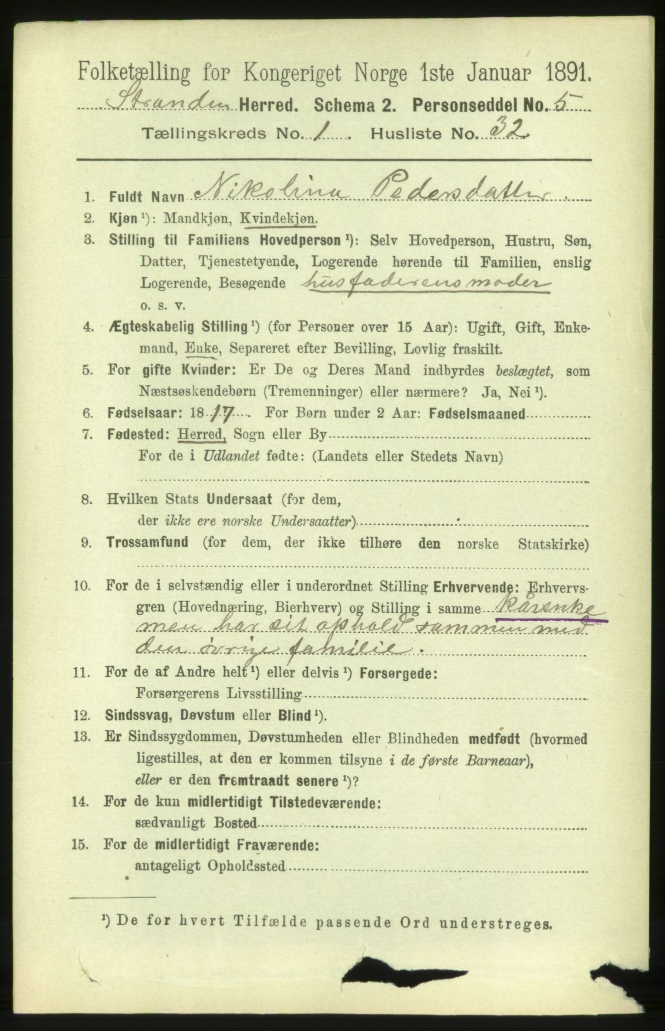 RA, 1891 census for 1525 Stranda, 1891, p. 267