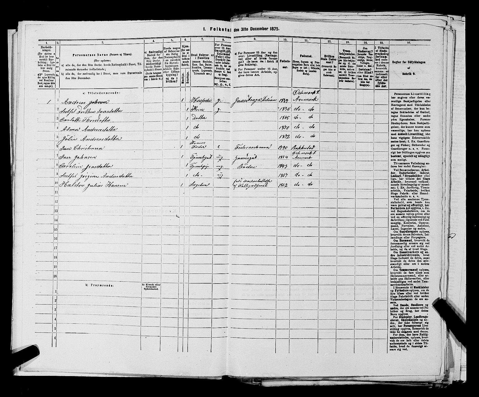 RA, 1875 census for 0118P Aremark, 1875, p. 842