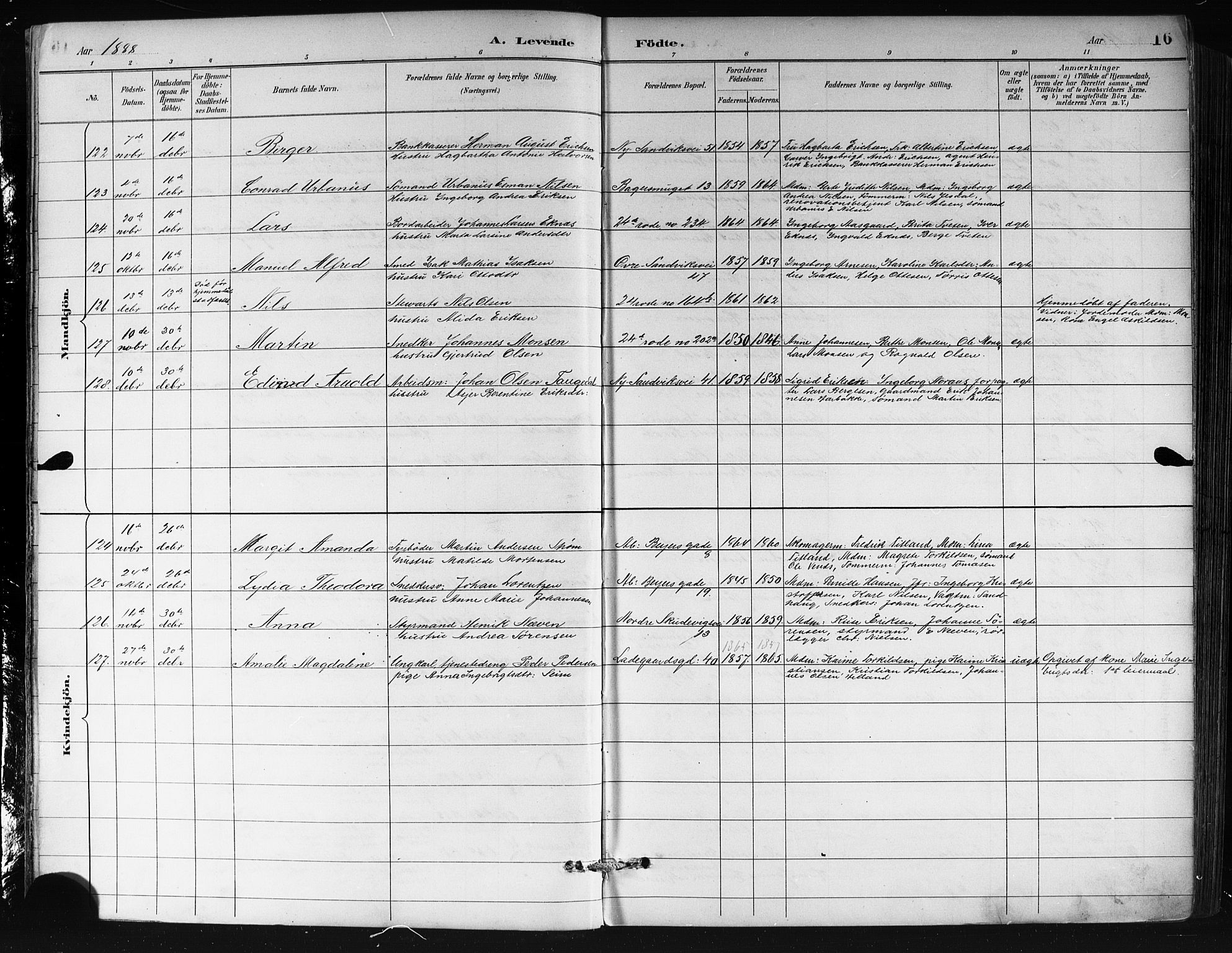 Sandviken Sokneprestembete, AV/SAB-A-77601/H/Hb/L0002: Parish register (copy) no. A 3, 1888-1902, p. 16