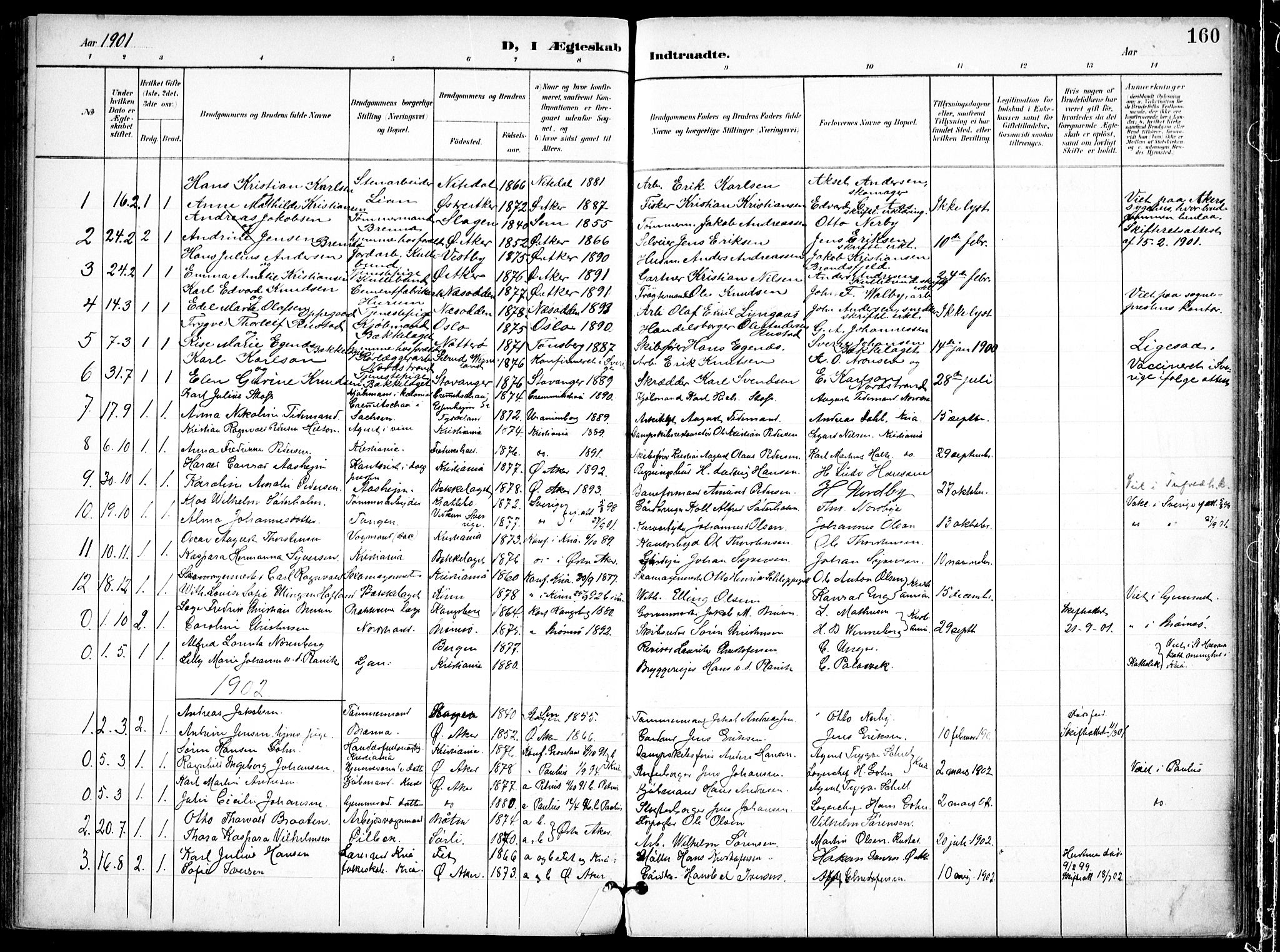 Nordstrand prestekontor Kirkebøker, SAO/A-10362a/F/Fa/L0001: Parish register (official) no. I 1, 1900-1914, p. 160