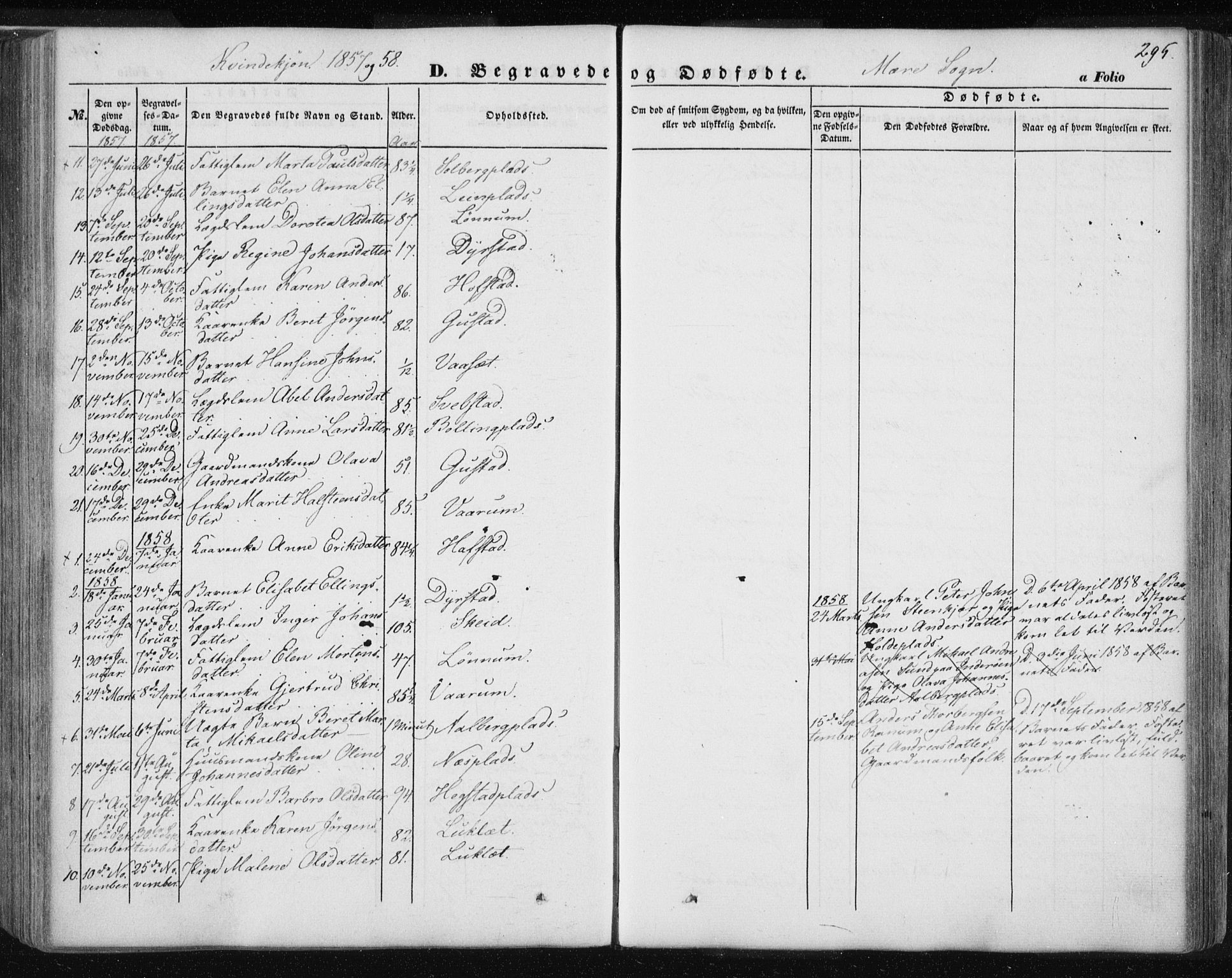 Ministerialprotokoller, klokkerbøker og fødselsregistre - Nord-Trøndelag, AV/SAT-A-1458/735/L0342: Parish register (official) no. 735A07 /1, 1849-1862, p. 295