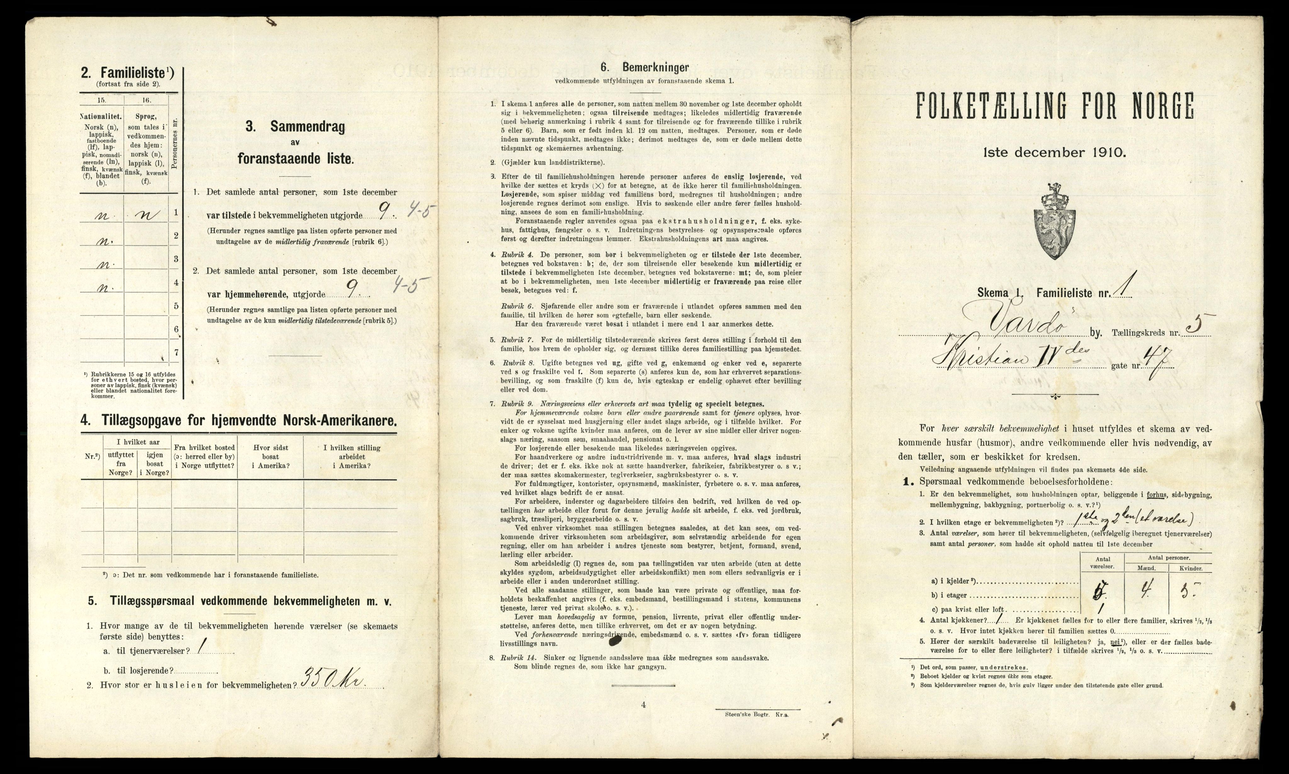 RA, 1910 census for Vardø, 1910, p. 764