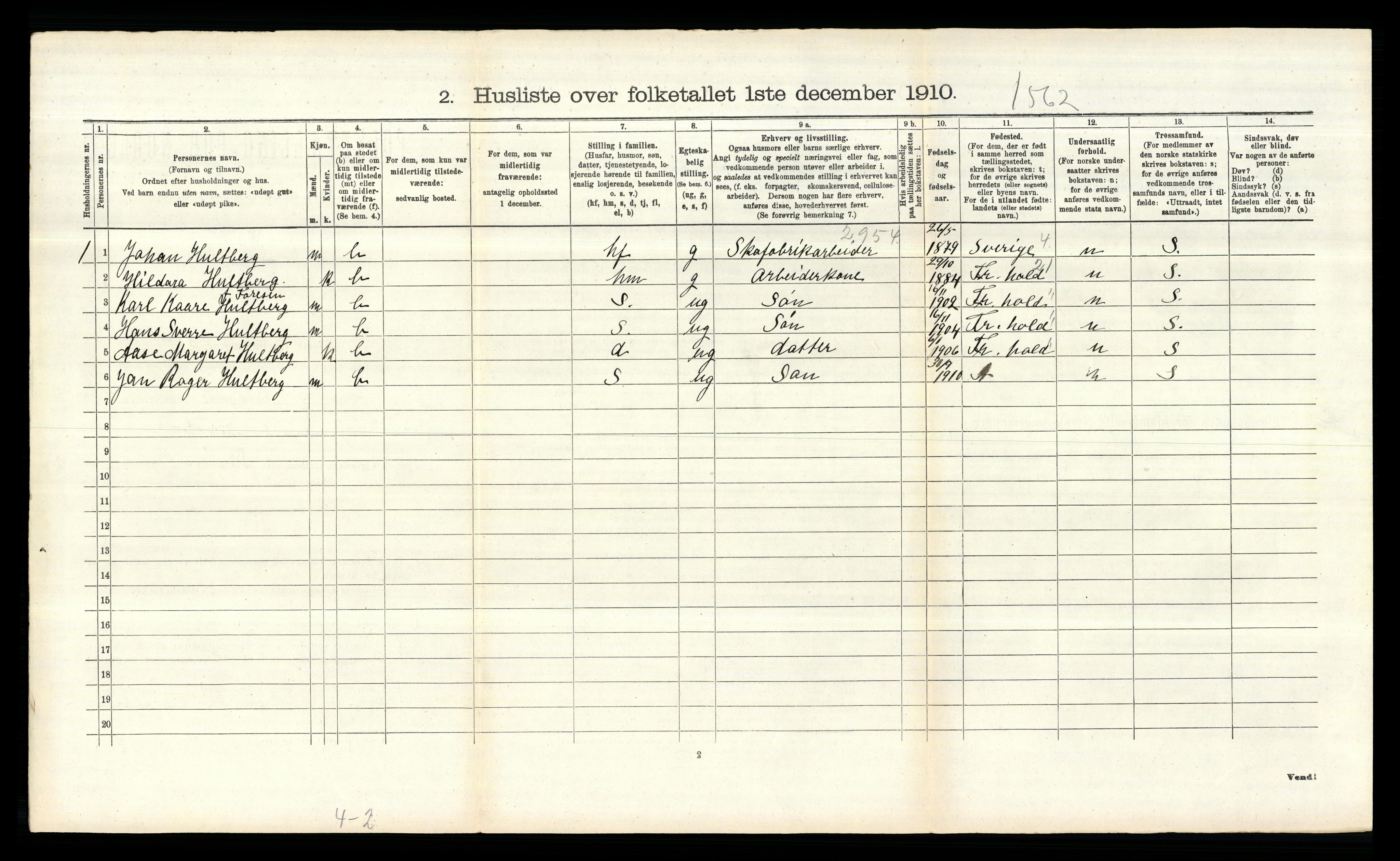 RA, 1910 census for Idd, 1910, p. 427