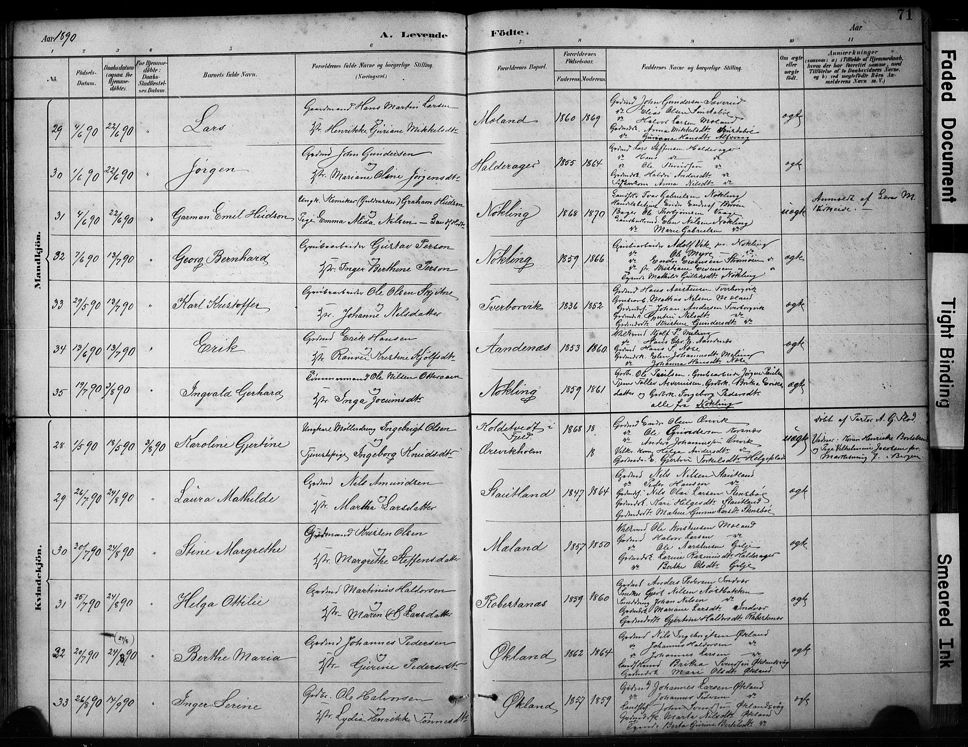 Finnås sokneprestembete, AV/SAB-A-99925/H/Ha/Hab/Habb/L0003: Parish register (copy) no. B 3, 1882-1897, p. 71
