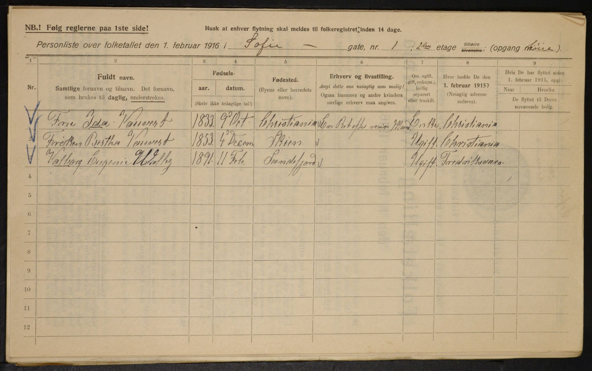 OBA, Municipal Census 1916 for Kristiania, 1916, p. 101167