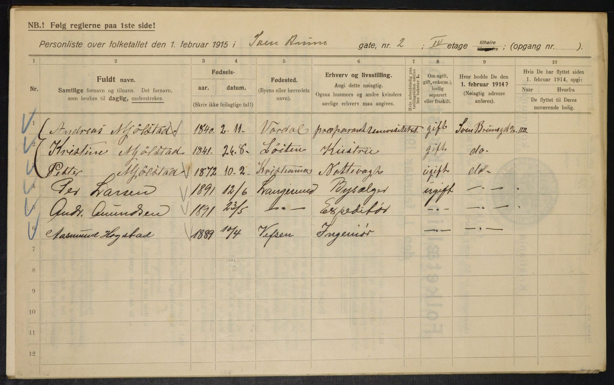 OBA, Municipal Census 1915 for Kristiania, 1915, p. 105035