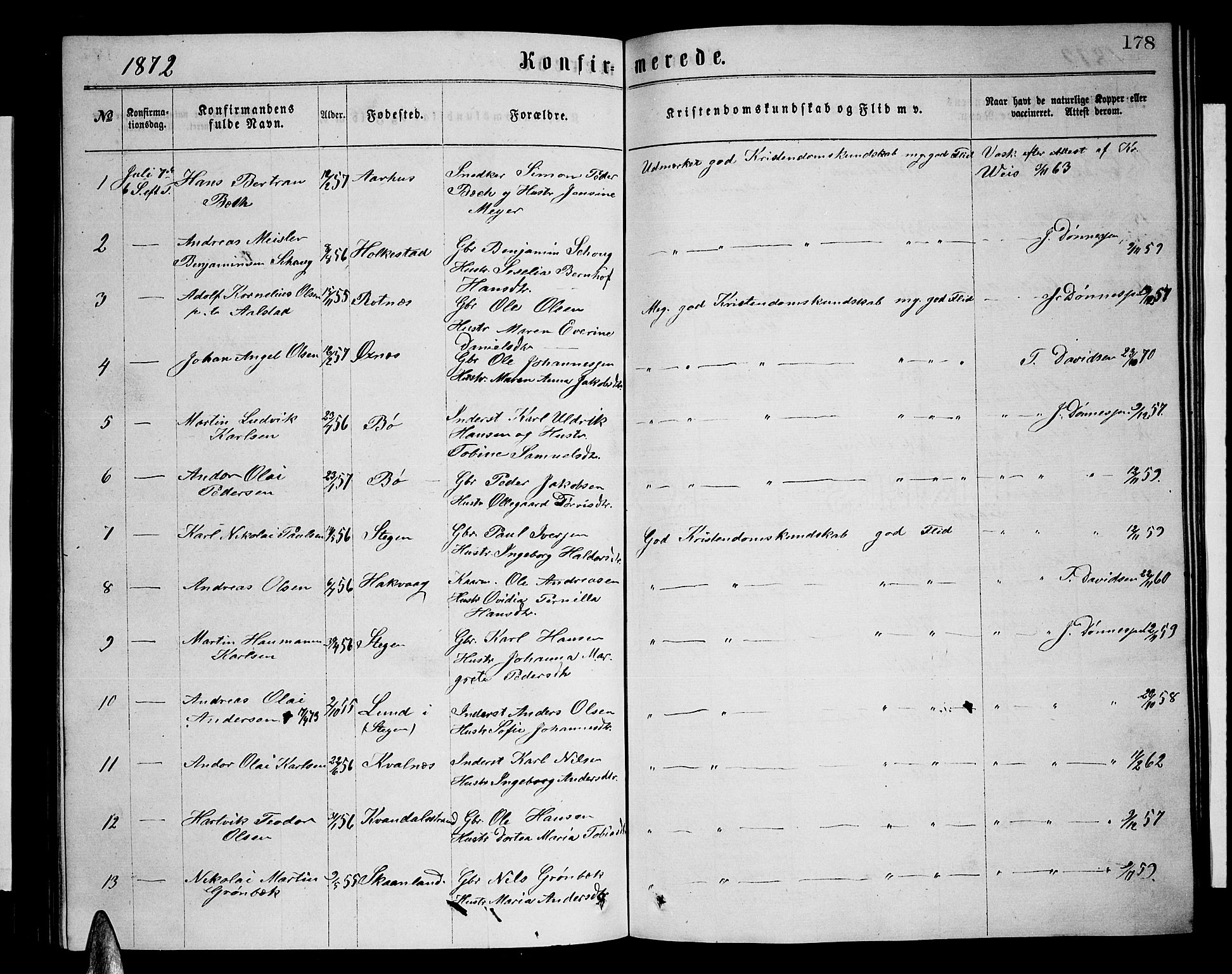 Ministerialprotokoller, klokkerbøker og fødselsregistre - Nordland, AV/SAT-A-1459/855/L0815: Parish register (copy) no. 855C04, 1865-1878, p. 178