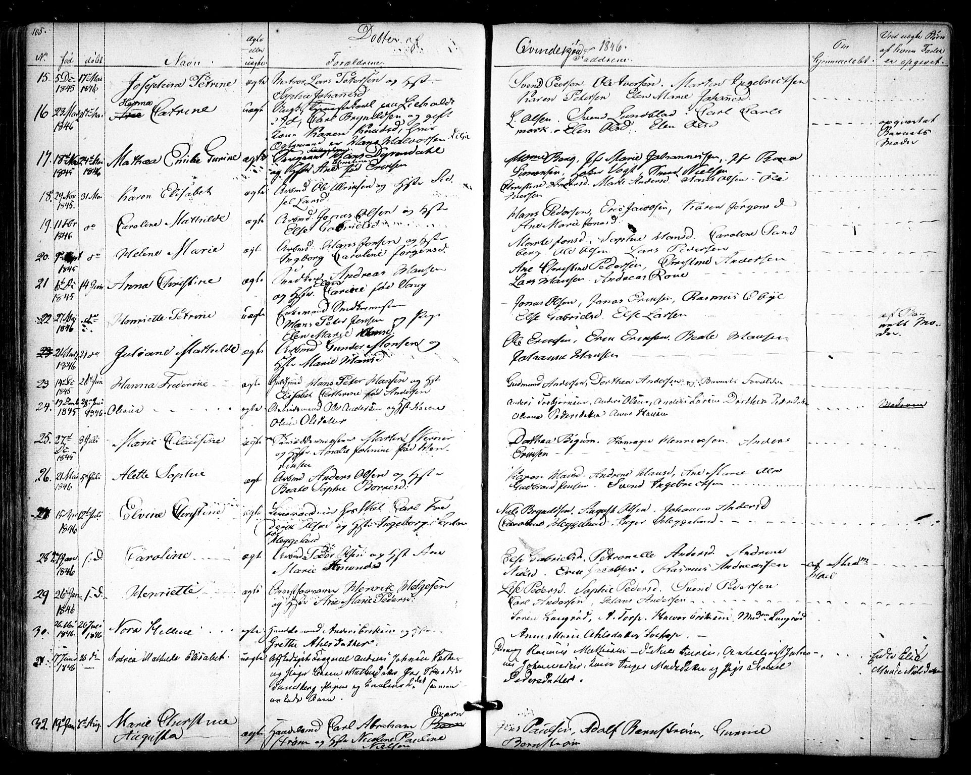 Halden prestekontor Kirkebøker, AV/SAO-A-10909/F/Fa/L0006: Parish register (official) no. I 6, 1845-1856, p. 105