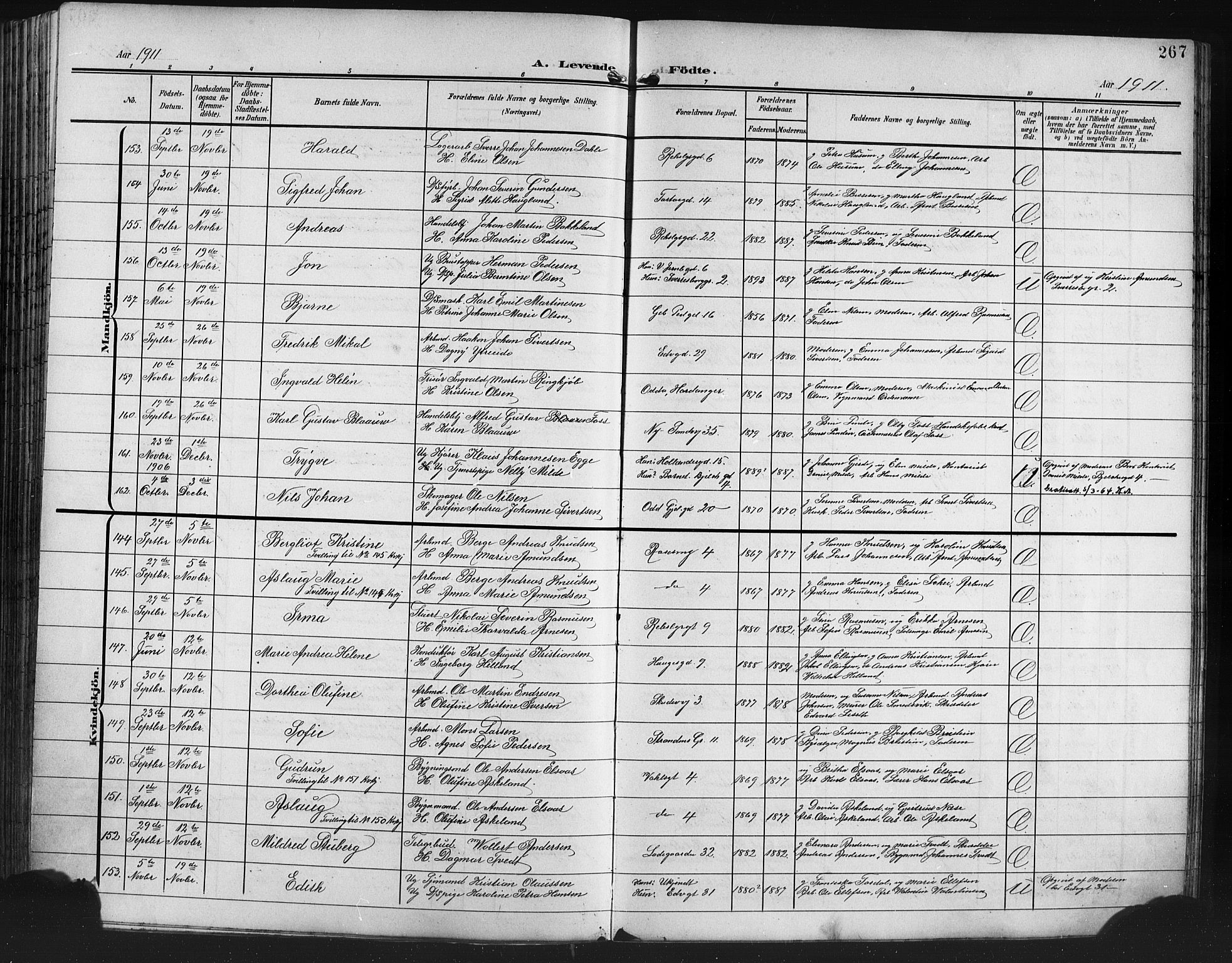 Sandviken Sokneprestembete, AV/SAB-A-77601/H/Hb/L0004: Parish register (copy) no. B 1, 1901-1914, p. 267
