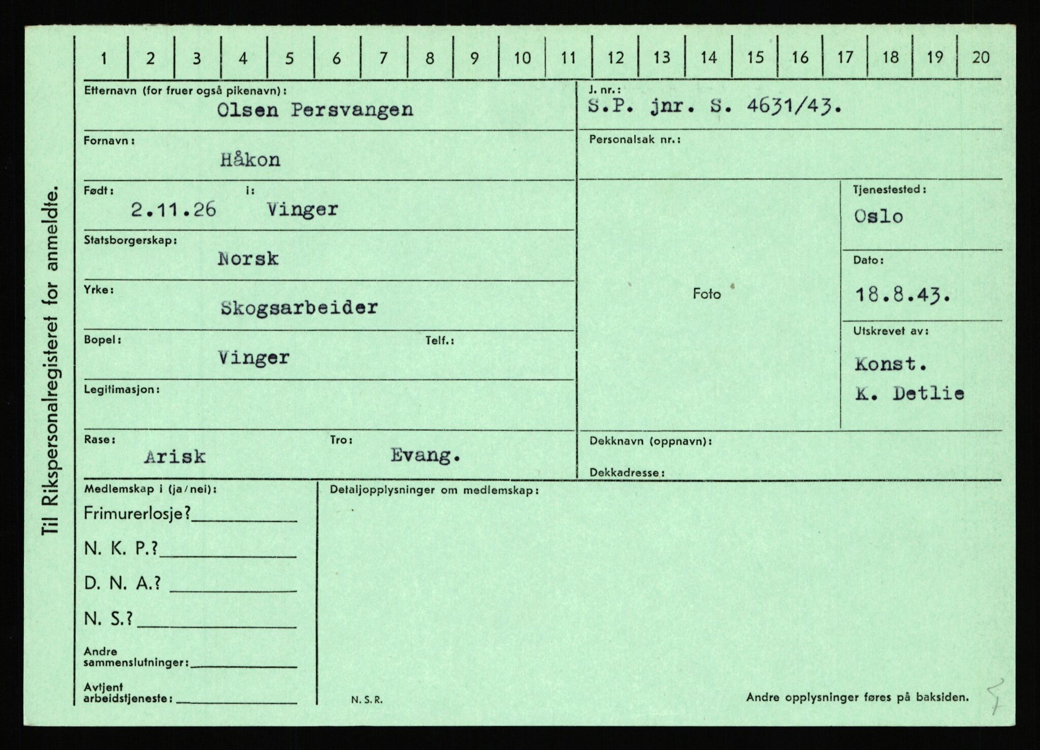 Statspolitiet - Hovedkontoret / Osloavdelingen, AV/RA-S-1329/C/Ca/L0012: Oanæs - Quistgaard	, 1943-1945, p. 3901