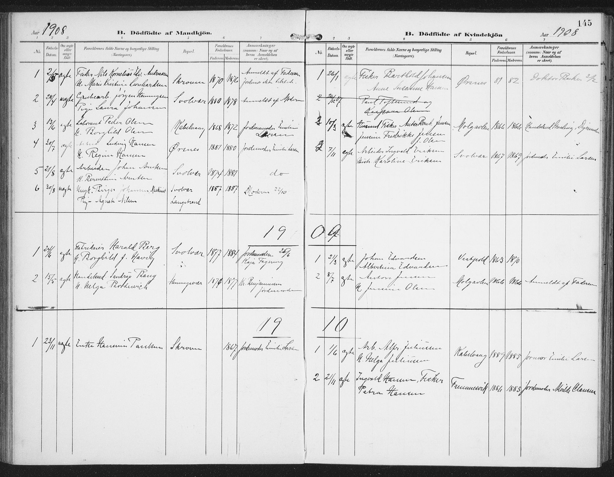 Ministerialprotokoller, klokkerbøker og fødselsregistre - Nordland, SAT/A-1459/874/L1063: Parish register (official) no. 874A07, 1907-1915, p. 145