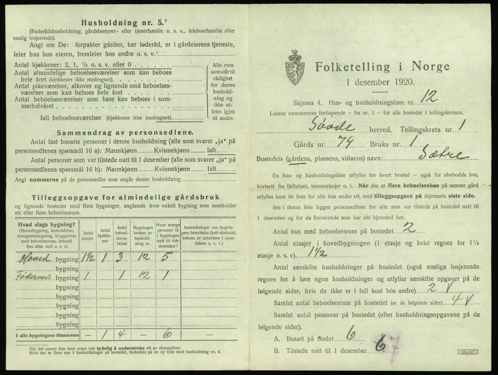 SAT, 1920 census for Syvde, 1920, p. 58