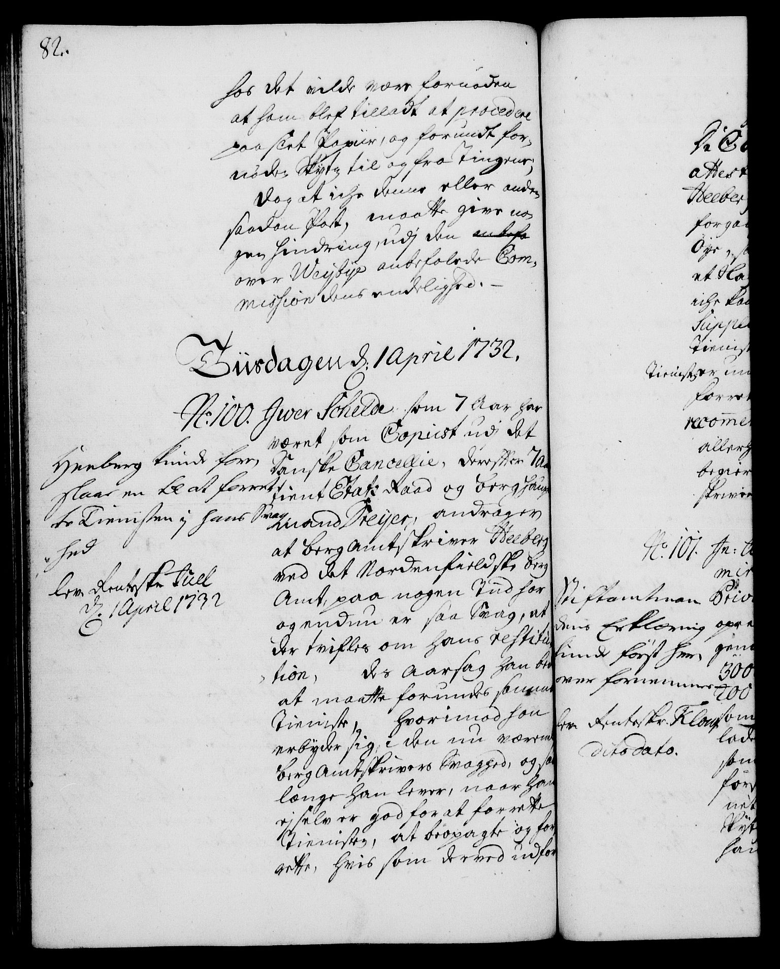 Rentekammeret, Kammerkanselliet, RA/EA-3111/G/Gh/Gha/L0014: Norsk ekstraktmemorialprotokoll. Merket RK 53.59, 1731-1732, p. 82
