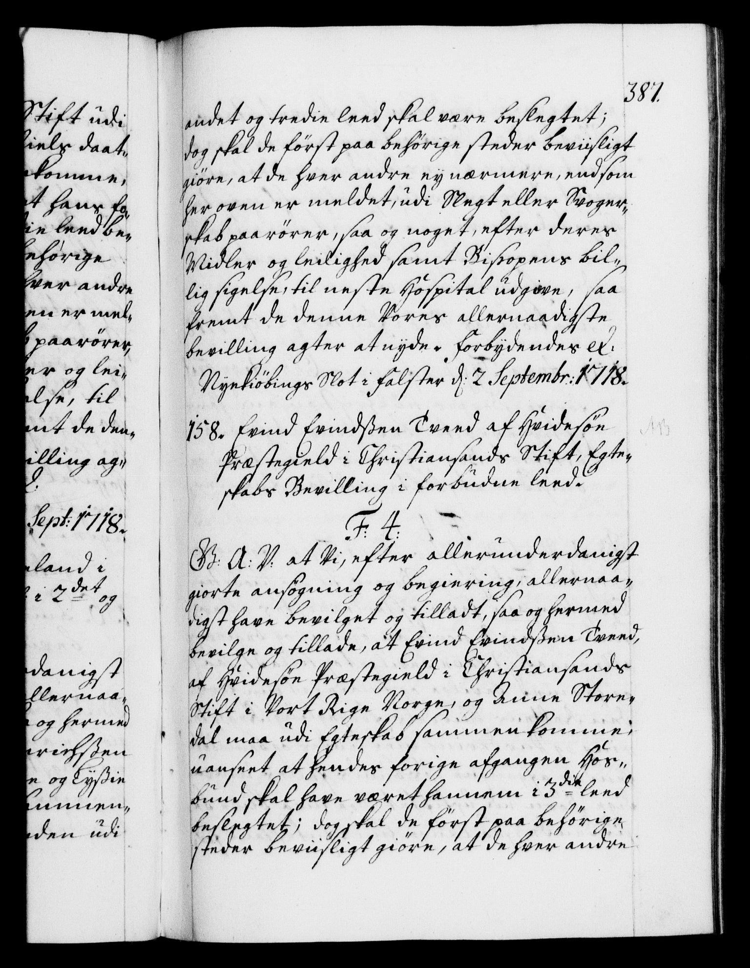 Danske Kanselli 1572-1799, AV/RA-EA-3023/F/Fc/Fca/Fcaa/L0022: Norske registre, 1716-1719, p. 387a