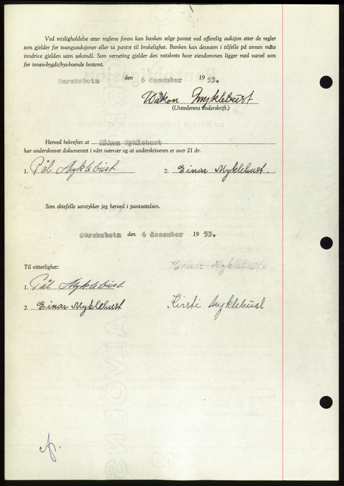 Søre Sunnmøre sorenskriveri, AV/SAT-A-4122/1/2/2C/L0124: Mortgage book no. 12B, 1953-1954, Diary no: : 3213/1953