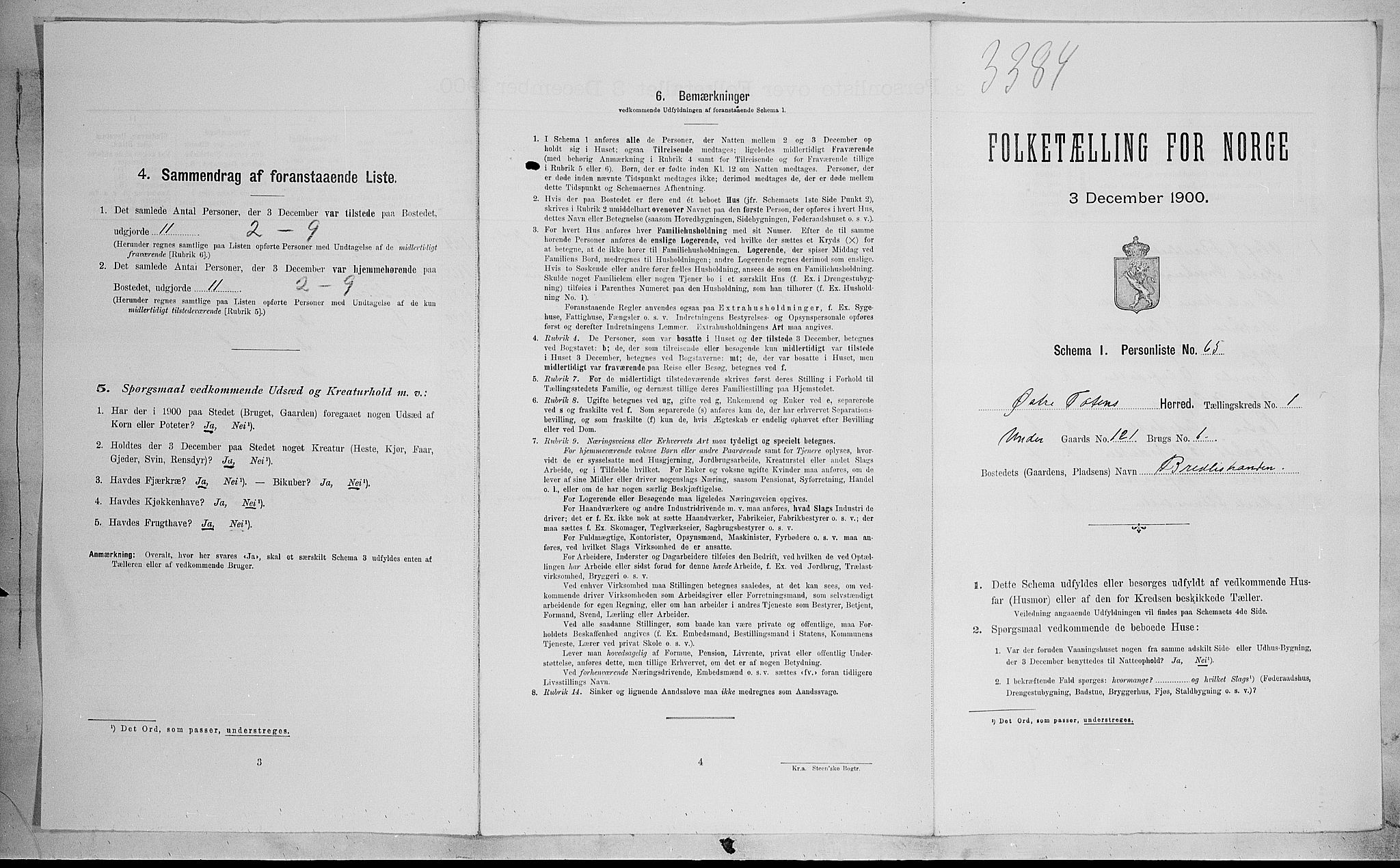 SAH, 1900 census for Østre Toten, 1900, p. 325