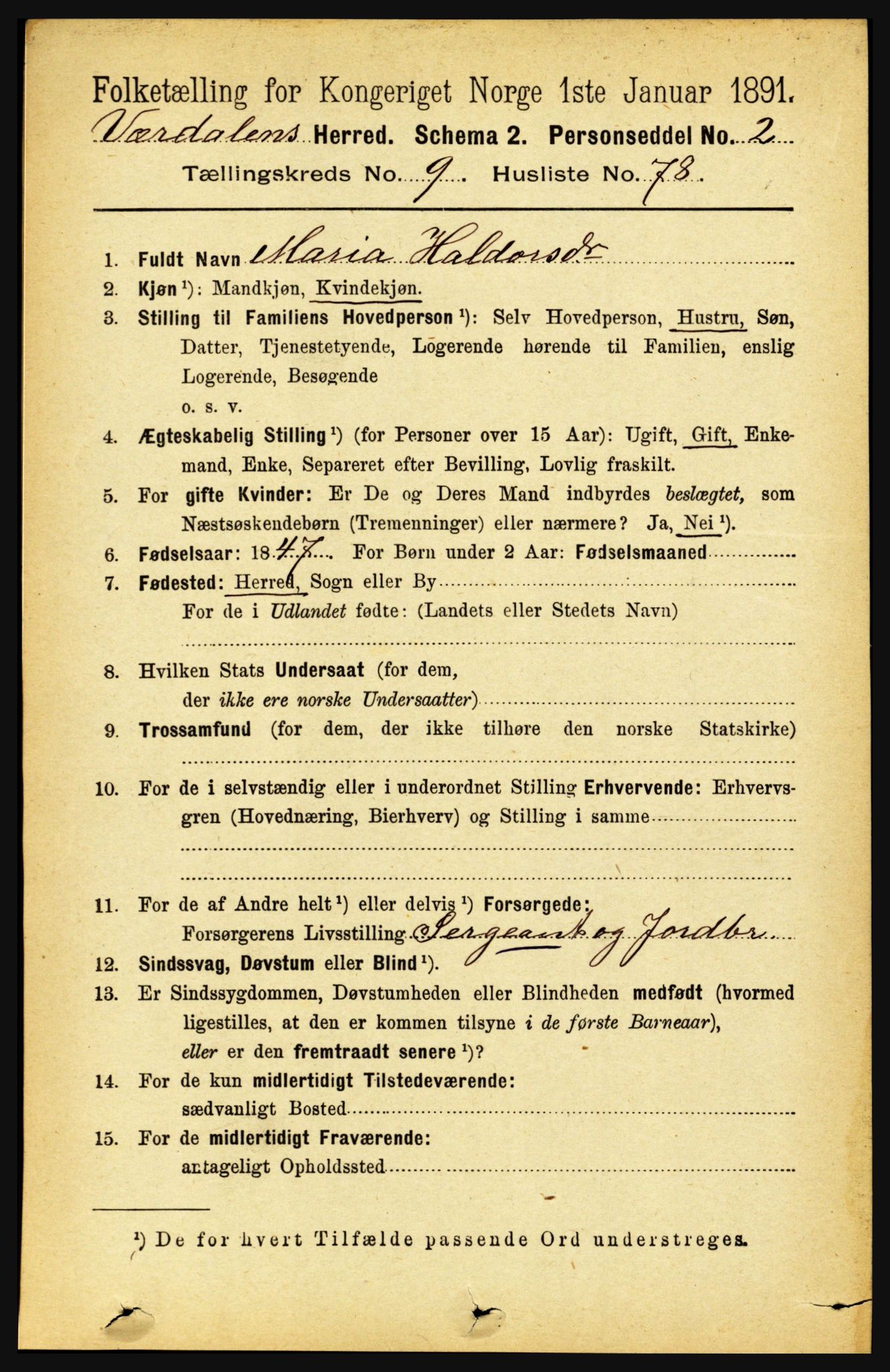 RA, 1891 census for 1721 Verdal, 1891, p. 5503