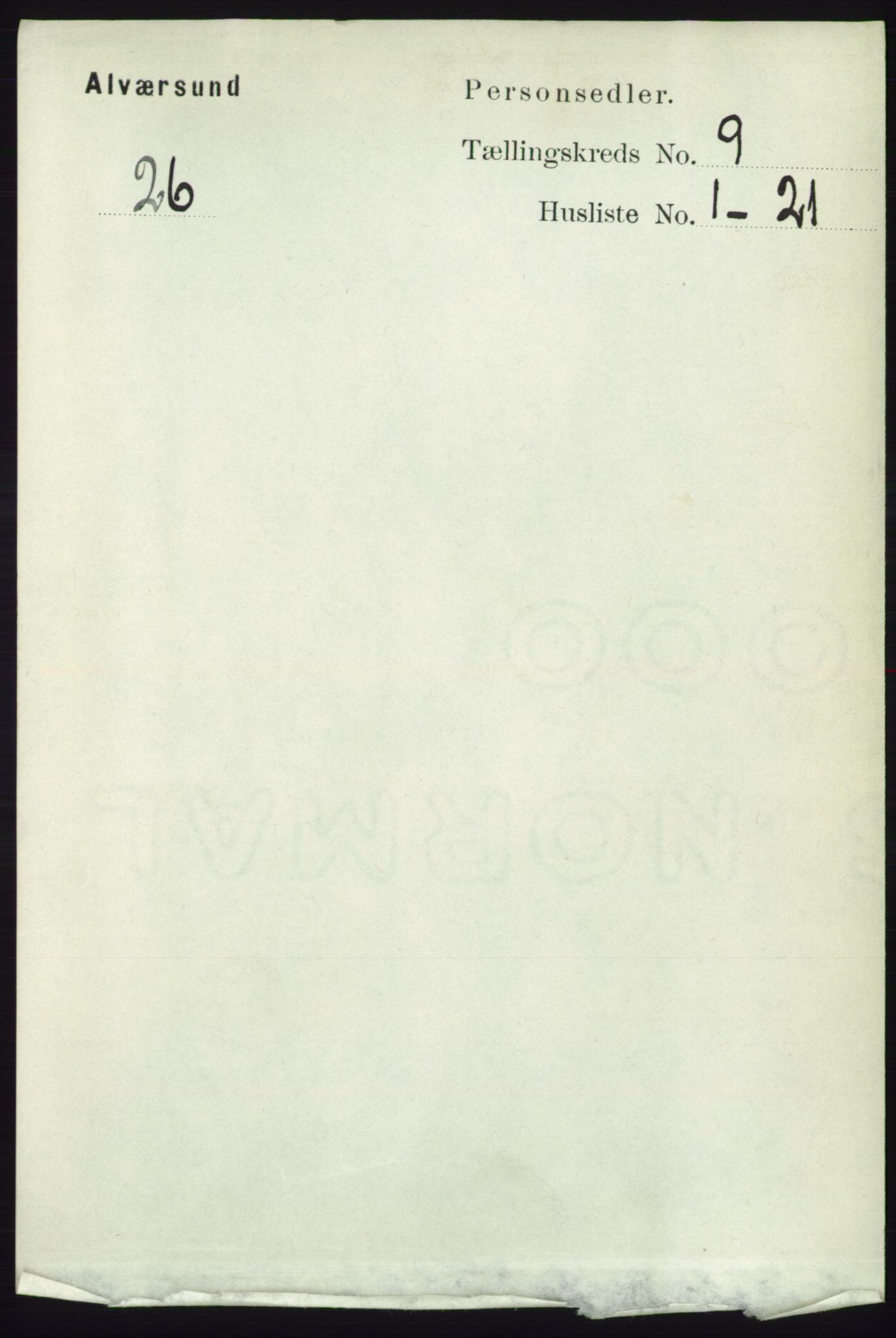 RA, 1891 census for 1257 Alversund, 1891, p. 3085