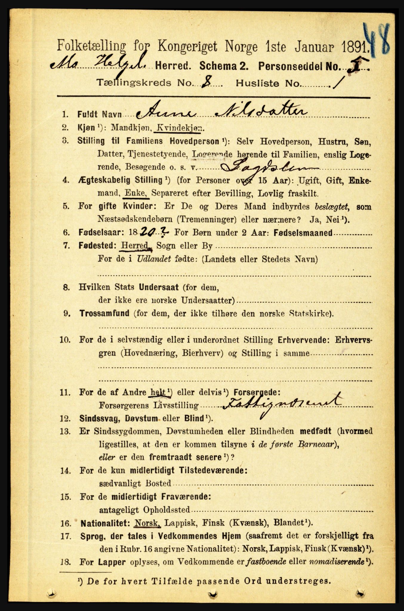 RA, 1891 census for 1833 Mo, 1891, p. 2943