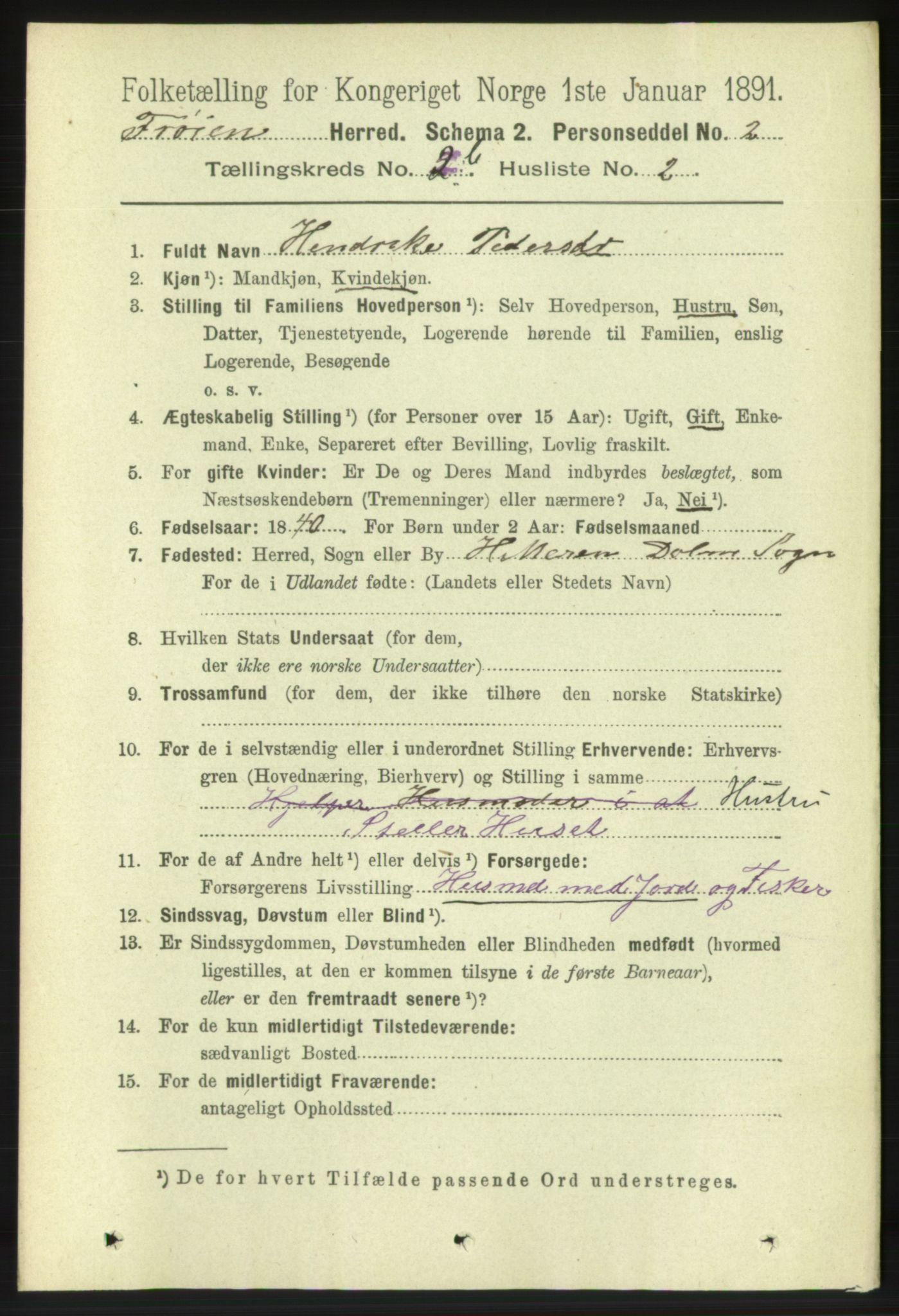 RA, 1891 census for 1619 Frøya, 1891, p. 1402