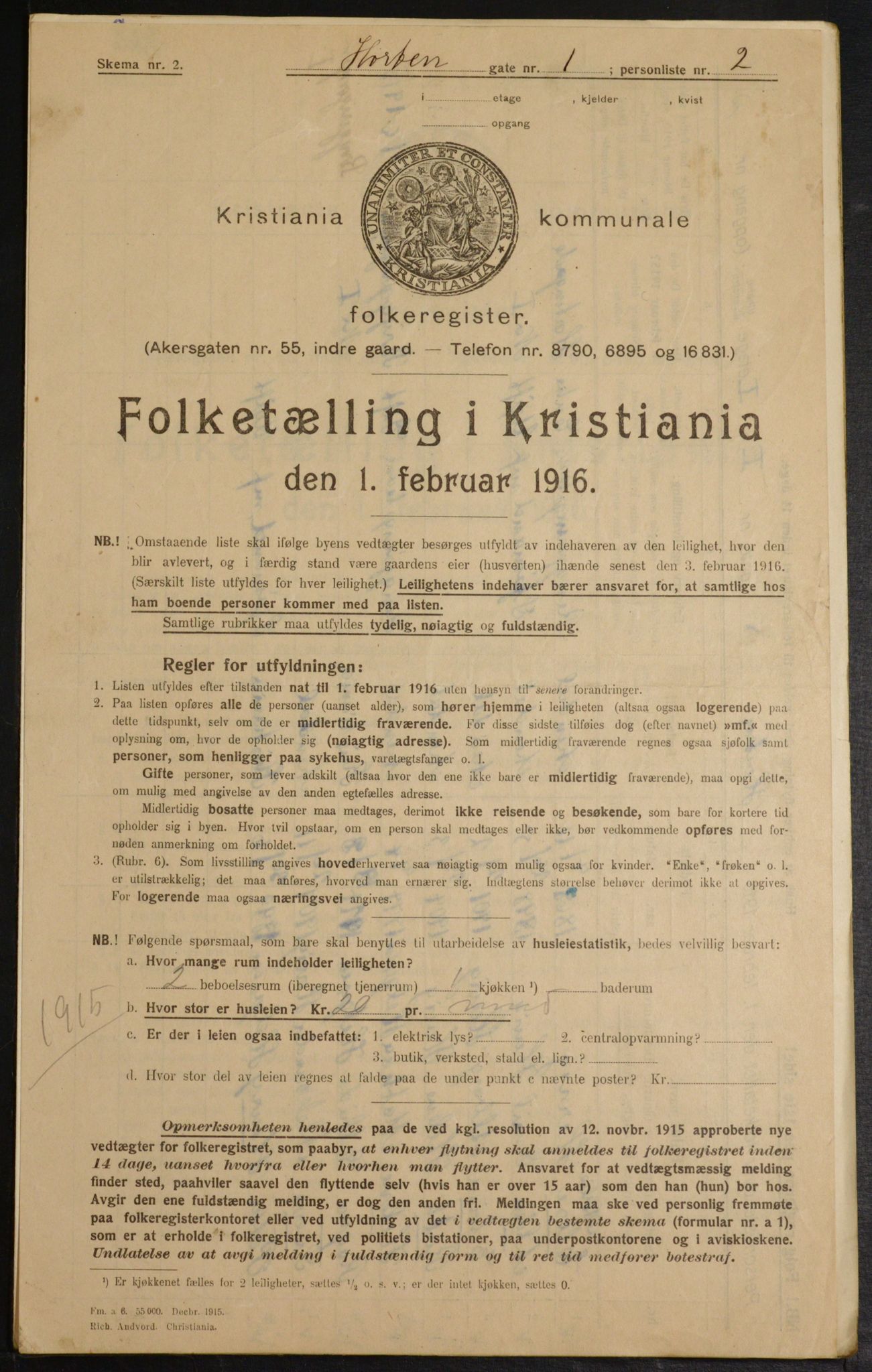 OBA, Municipal Census 1916 for Kristiania, 1916, p. 42048