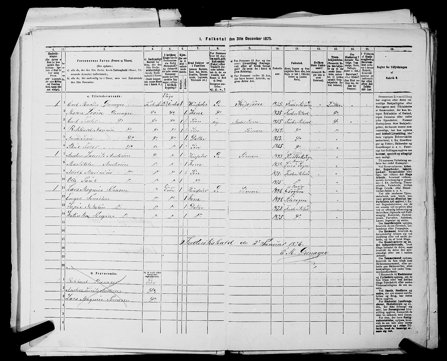 RA, 1875 census for 0101P Fredrikshald, 1875, p. 34