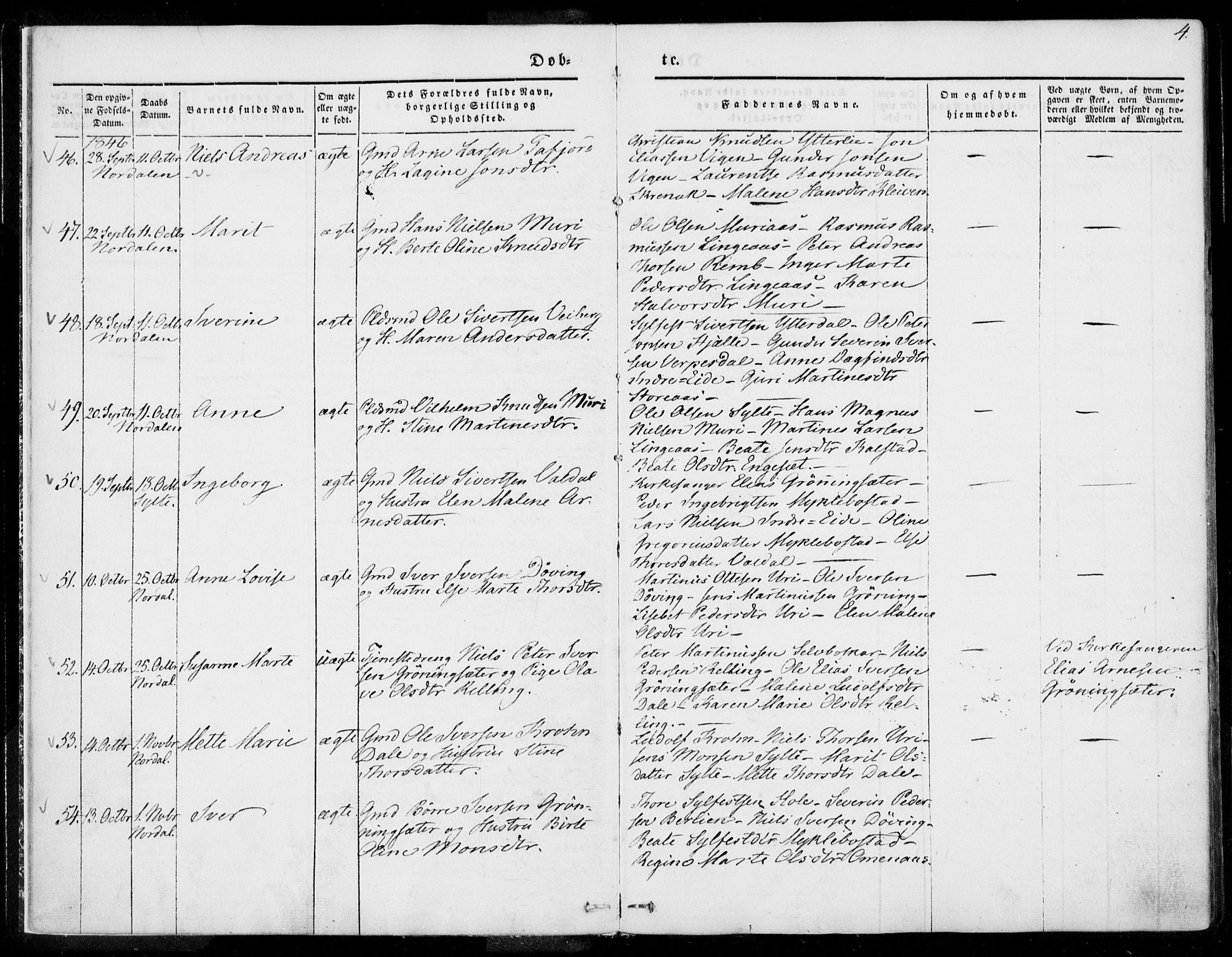 Ministerialprotokoller, klokkerbøker og fødselsregistre - Møre og Romsdal, SAT/A-1454/519/L0249: Parish register (official) no. 519A08, 1846-1868, p. 4