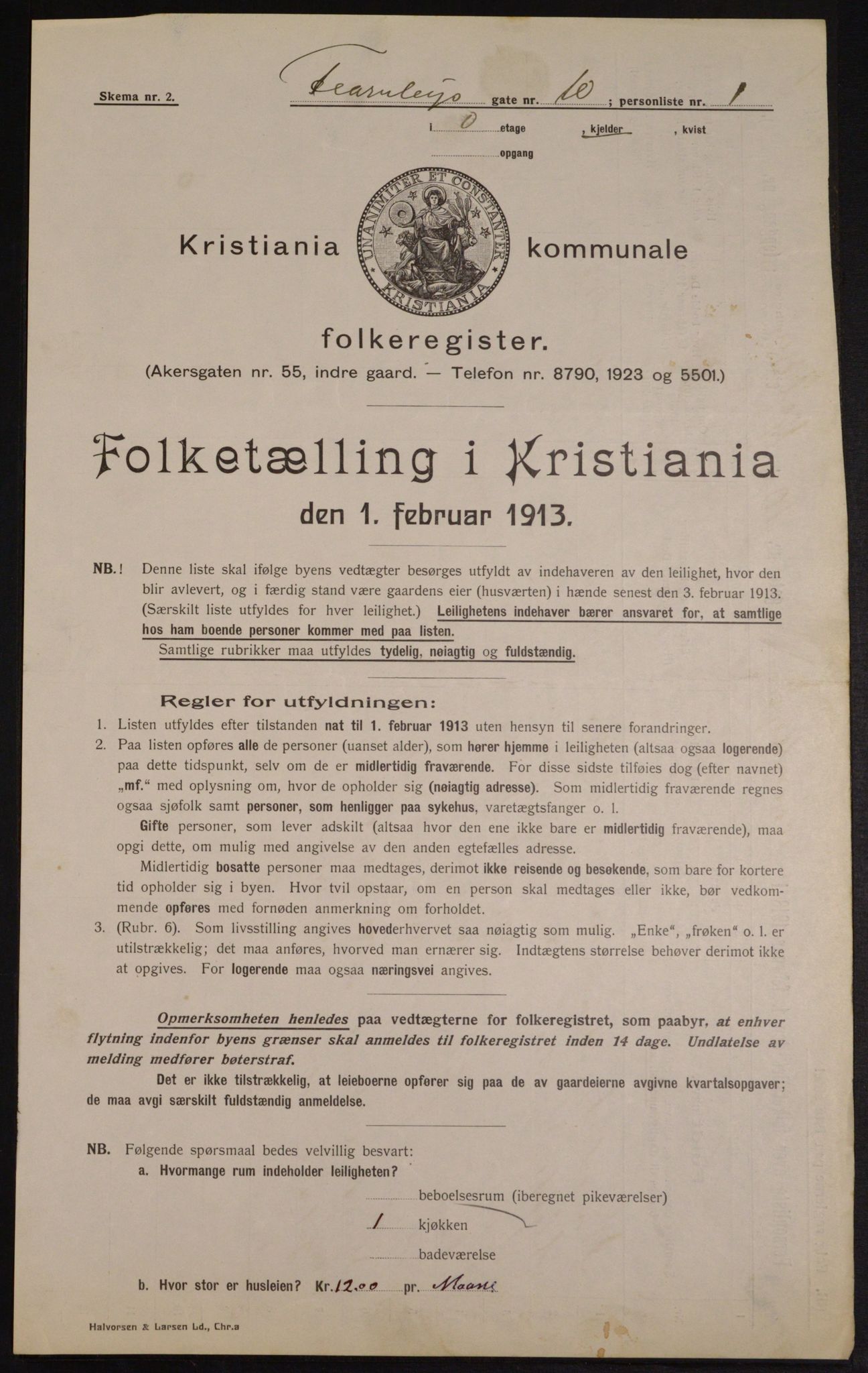 OBA, Municipal Census 1913 for Kristiania, 1913, p. 24111