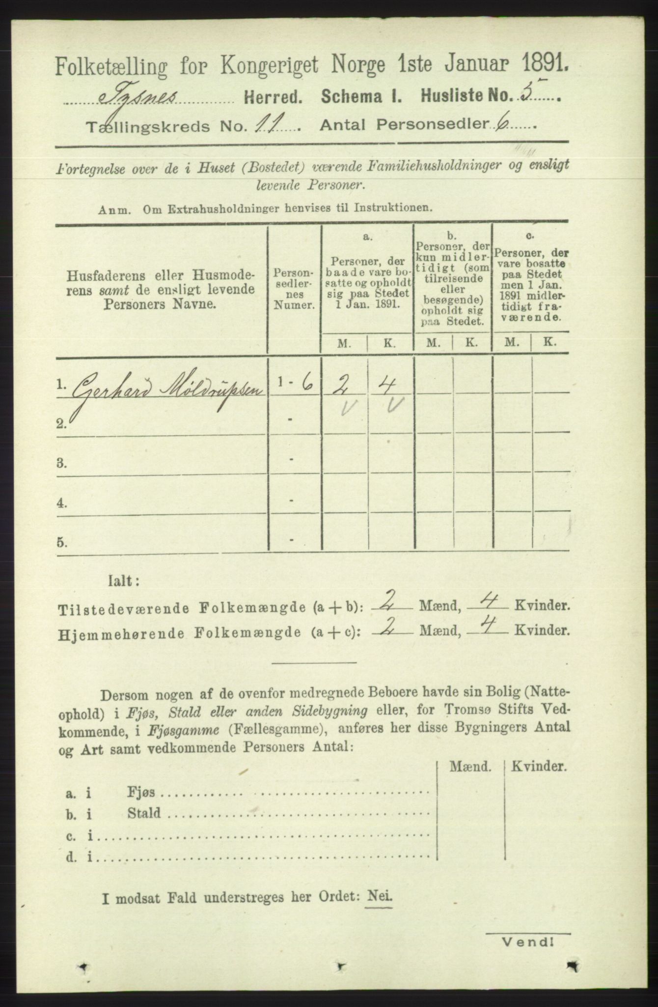 RA, 1891 census for 1223 Tysnes, 1891, p. 5309