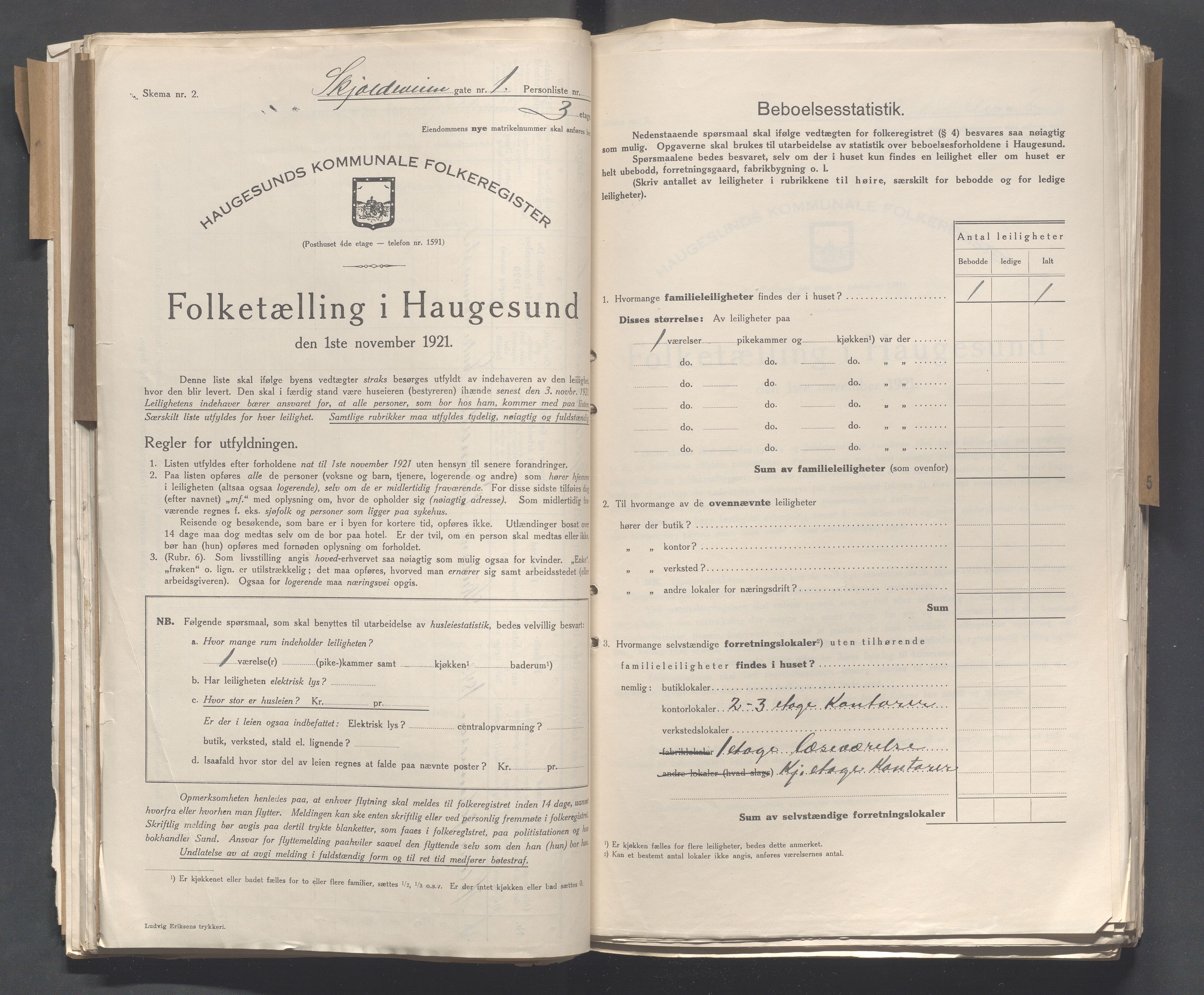 IKAR, Local census 1.11.1921 for Haugesund, 1921, p. 3990