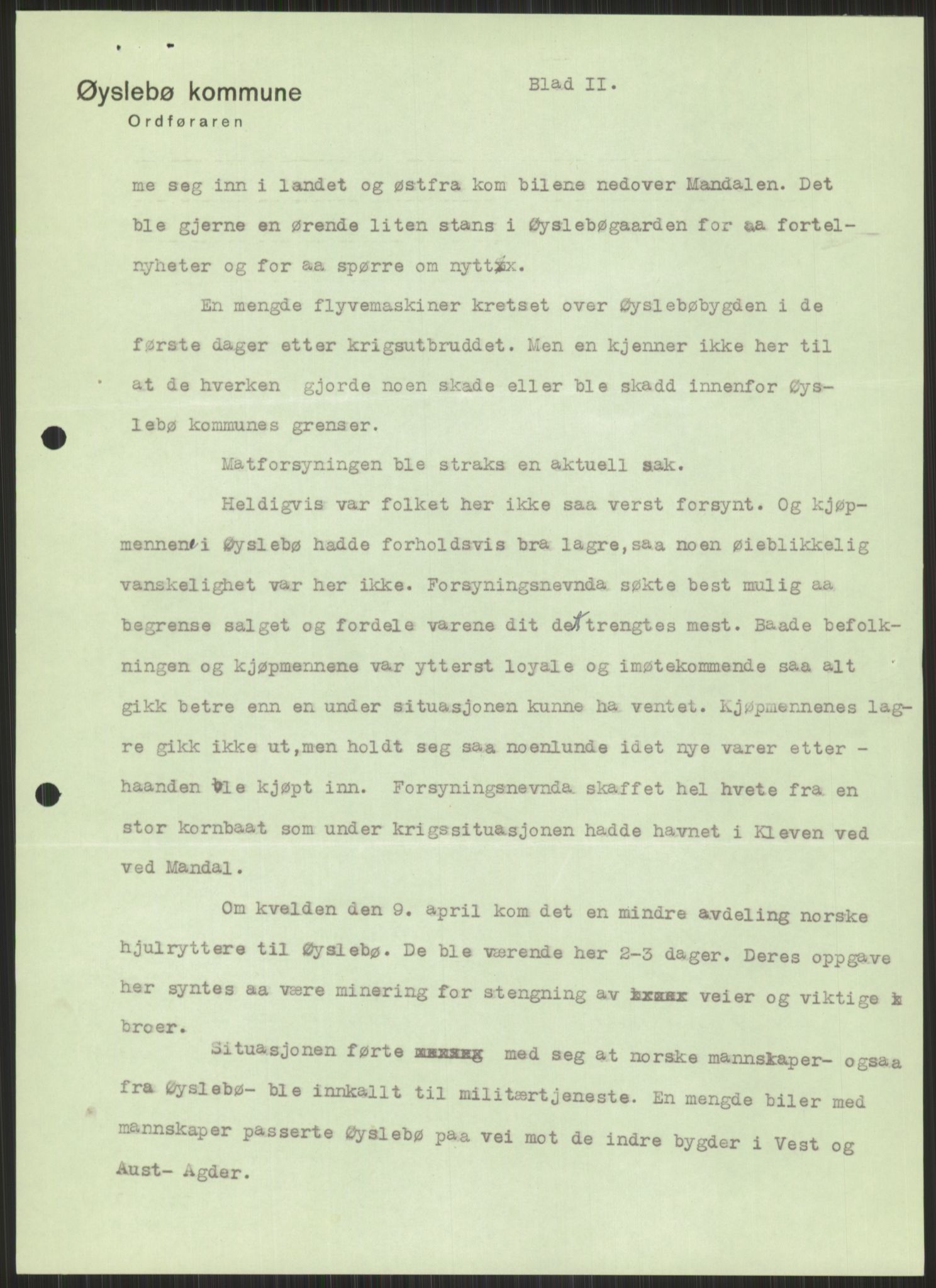 Forsvaret, Forsvarets krigshistoriske avdeling, AV/RA-RAFA-2017/Y/Ya/L0014: II-C-11-31 - Fylkesmenn.  Rapporter om krigsbegivenhetene 1940., 1940, p. 908