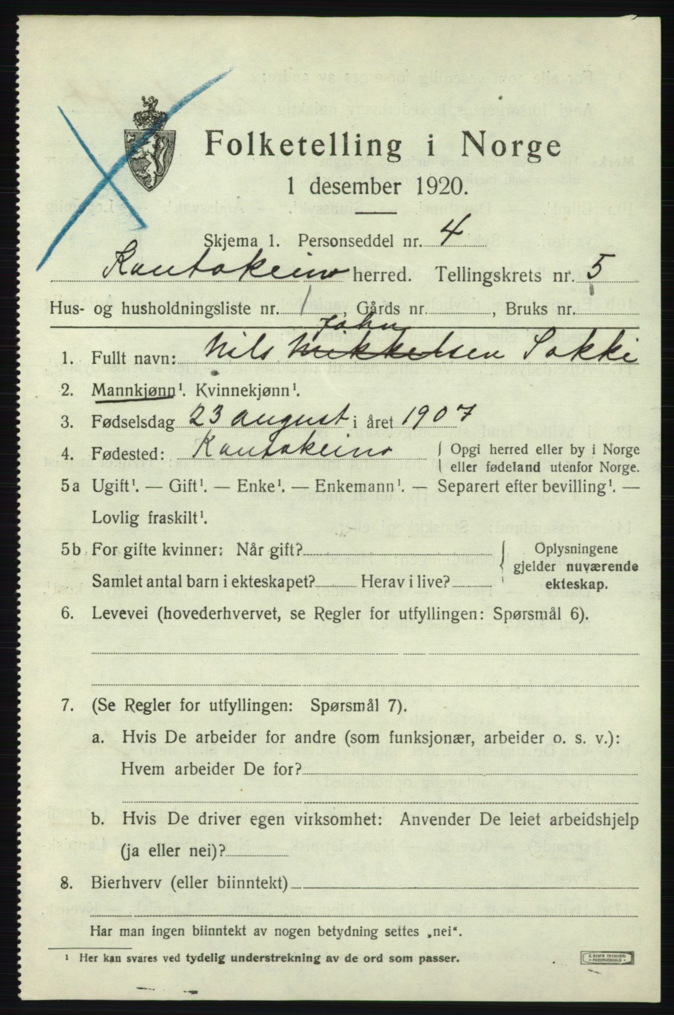 SATØ, 1920 census for Kautokeino, 1920, p. 1939