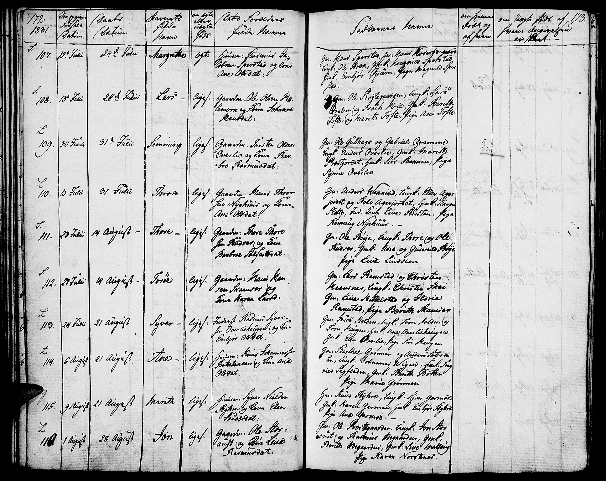 Lom prestekontor, AV/SAH-PREST-070/K/L0005: Parish register (official) no. 5, 1825-1837, p. 172-173