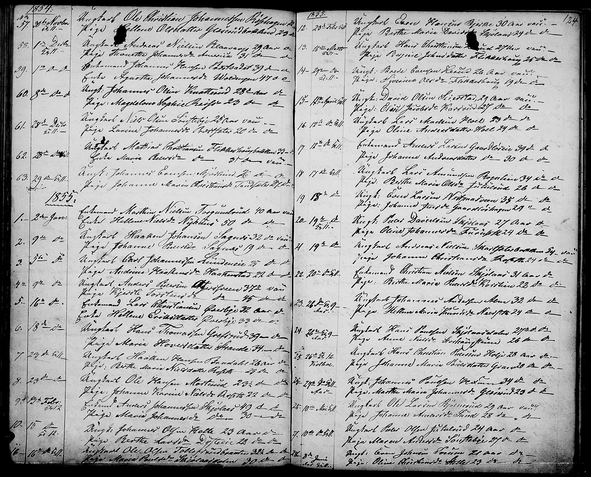 Vestre Toten prestekontor, SAH/PREST-108/H/Ha/Hab/L0005: Parish register (copy) no. 5, 1854-1870, p. 124