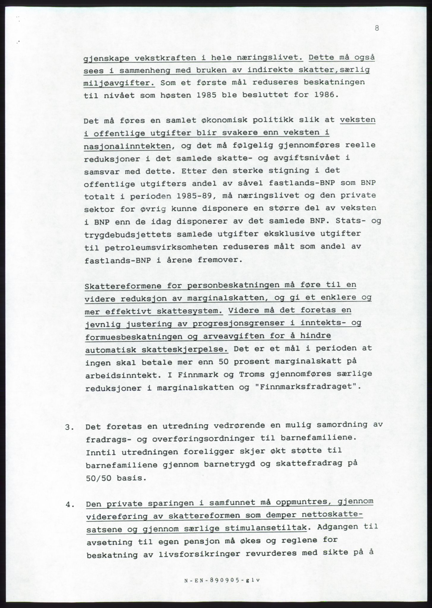Forhandlingsmøtene 1989 mellom Høyre, KrF og Senterpartiet om dannelse av regjering, RA/PA-0697/A/L0001: Forhandlingsprotokoll med vedlegg, 1989, p. 9