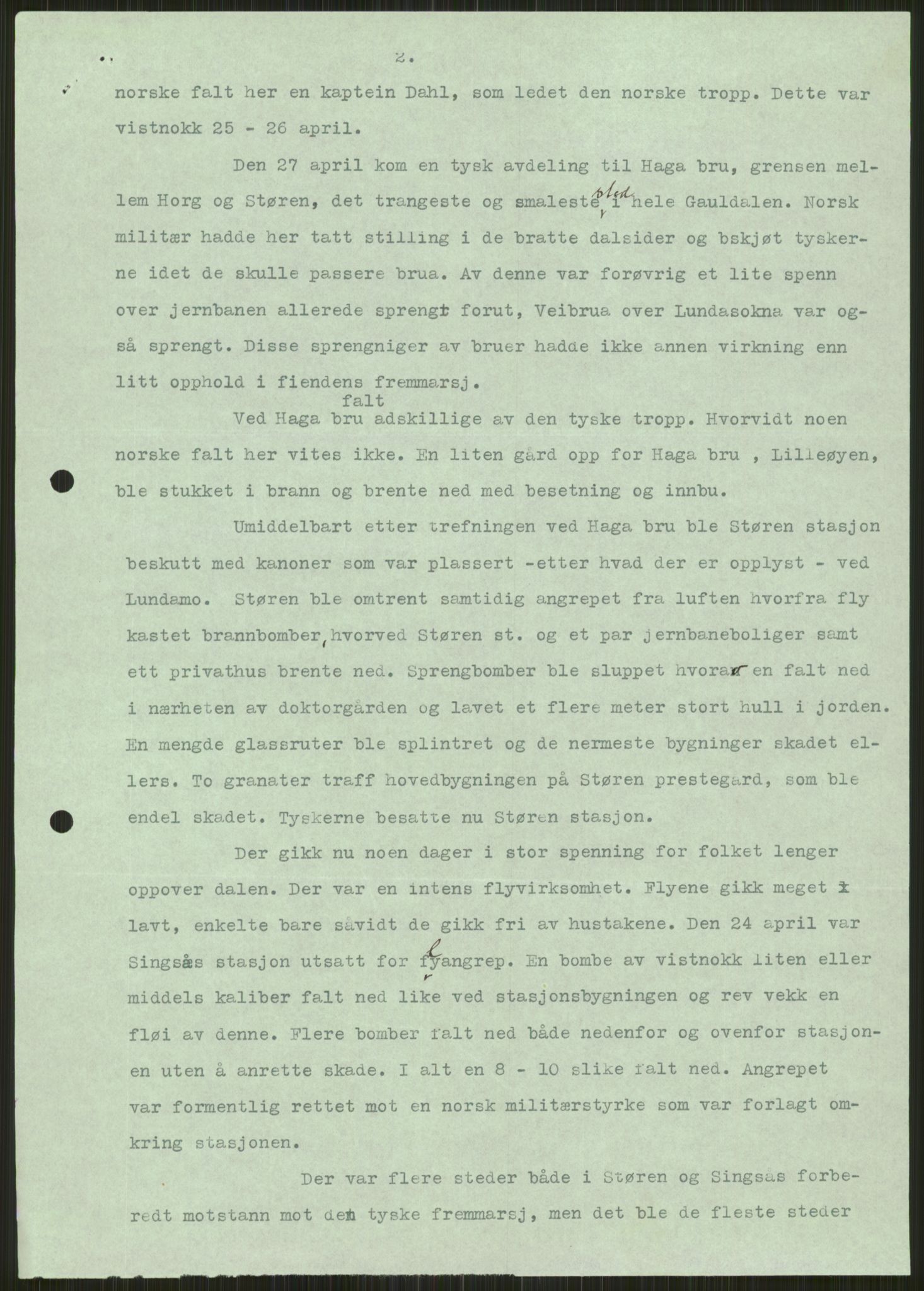 Forsvaret, Forsvarets krigshistoriske avdeling, AV/RA-RAFA-2017/Y/Ya/L0016: II-C-11-31 - Fylkesmenn.  Rapporter om krigsbegivenhetene 1940., 1940, p. 121