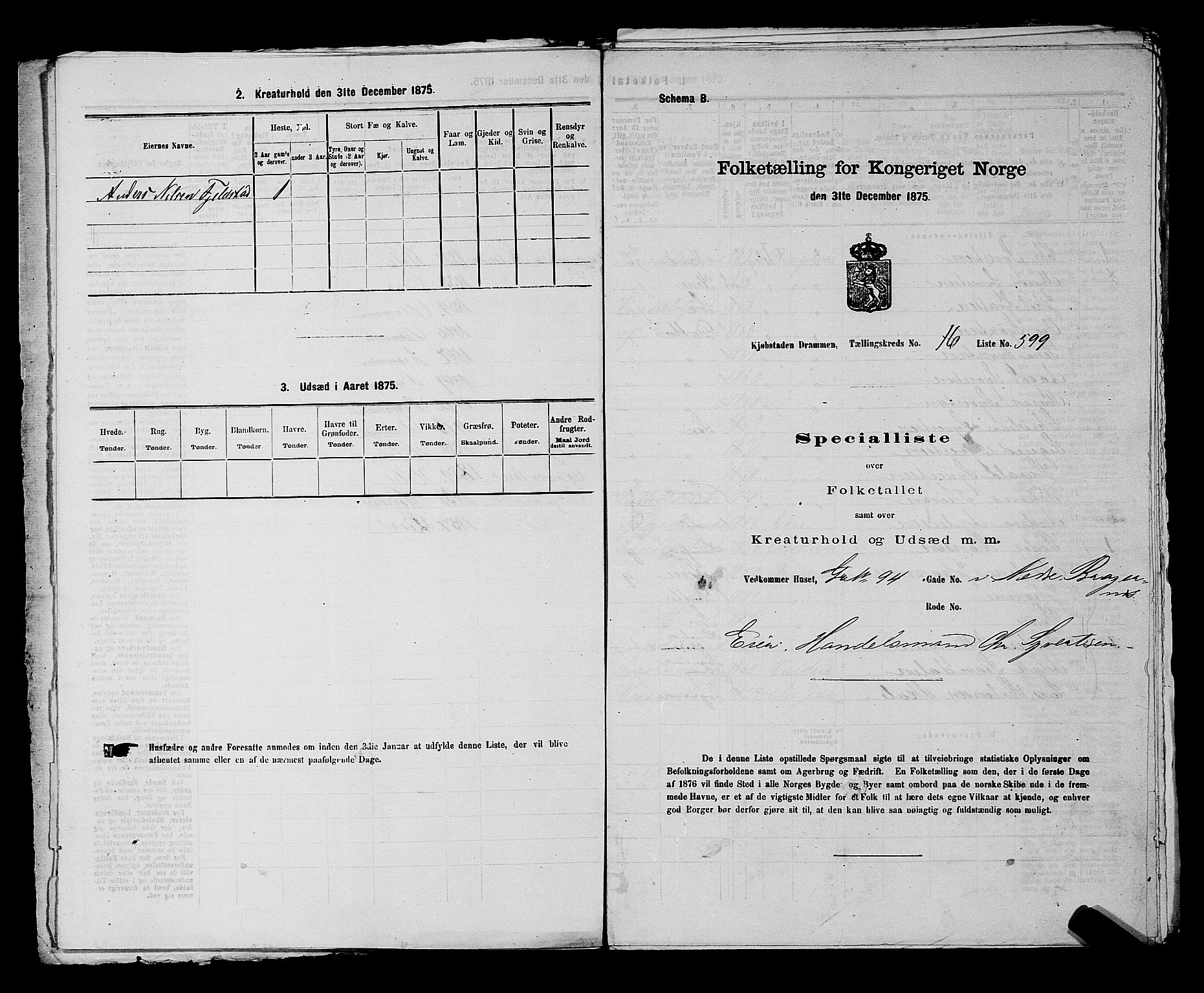 SAKO, 1875 census for 0602 Drammen, 1875, p. 1775