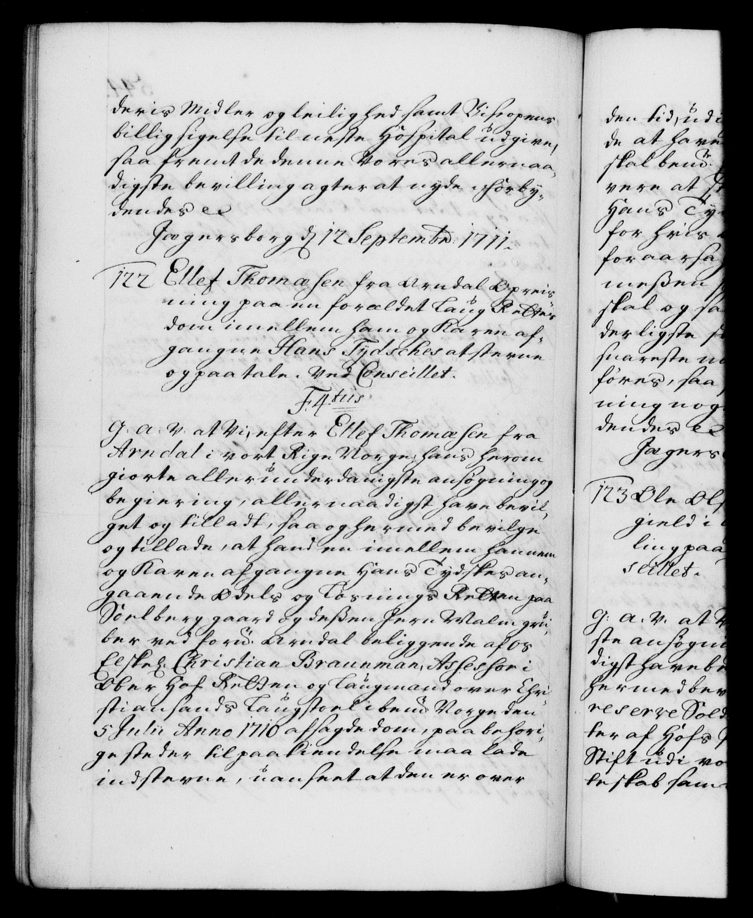 Danske Kanselli 1572-1799, RA/EA-3023/F/Fc/Fca/Fcaa/L0020: Norske registre, 1708-1711, p. 544b