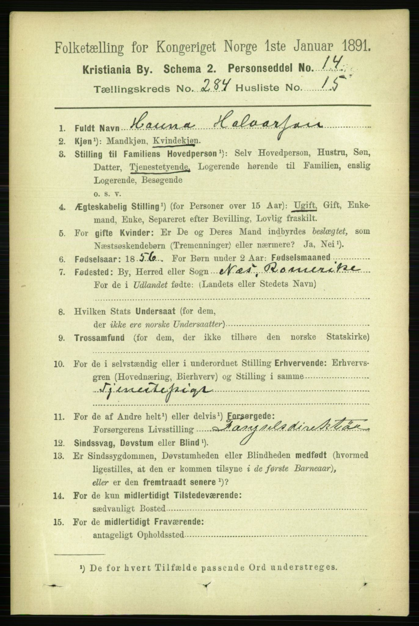 RA, 1891 census for 0301 Kristiania, 1891, p. 173811