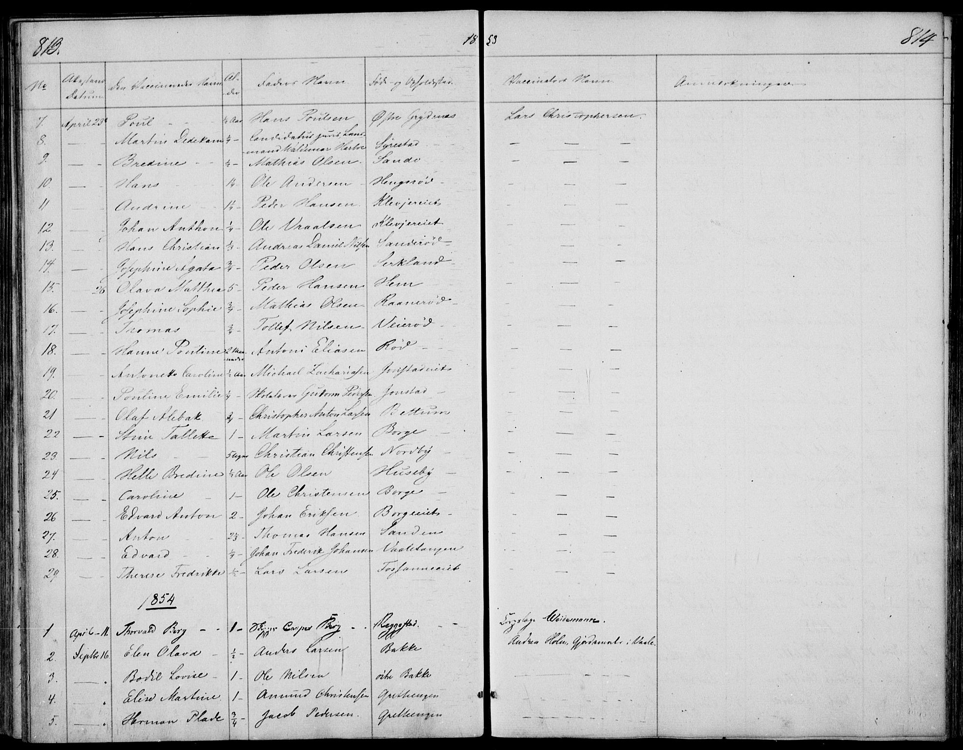 Våle kirkebøker, AV/SAKO-A-334/F/Fa/L0009b: Parish register (official) no. I 9B, 1841-1860, p. 813-814