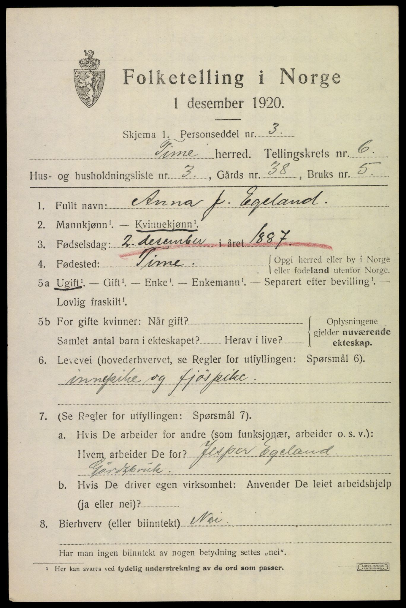 SAST, 1920 census for Time, 1920, p. 6997