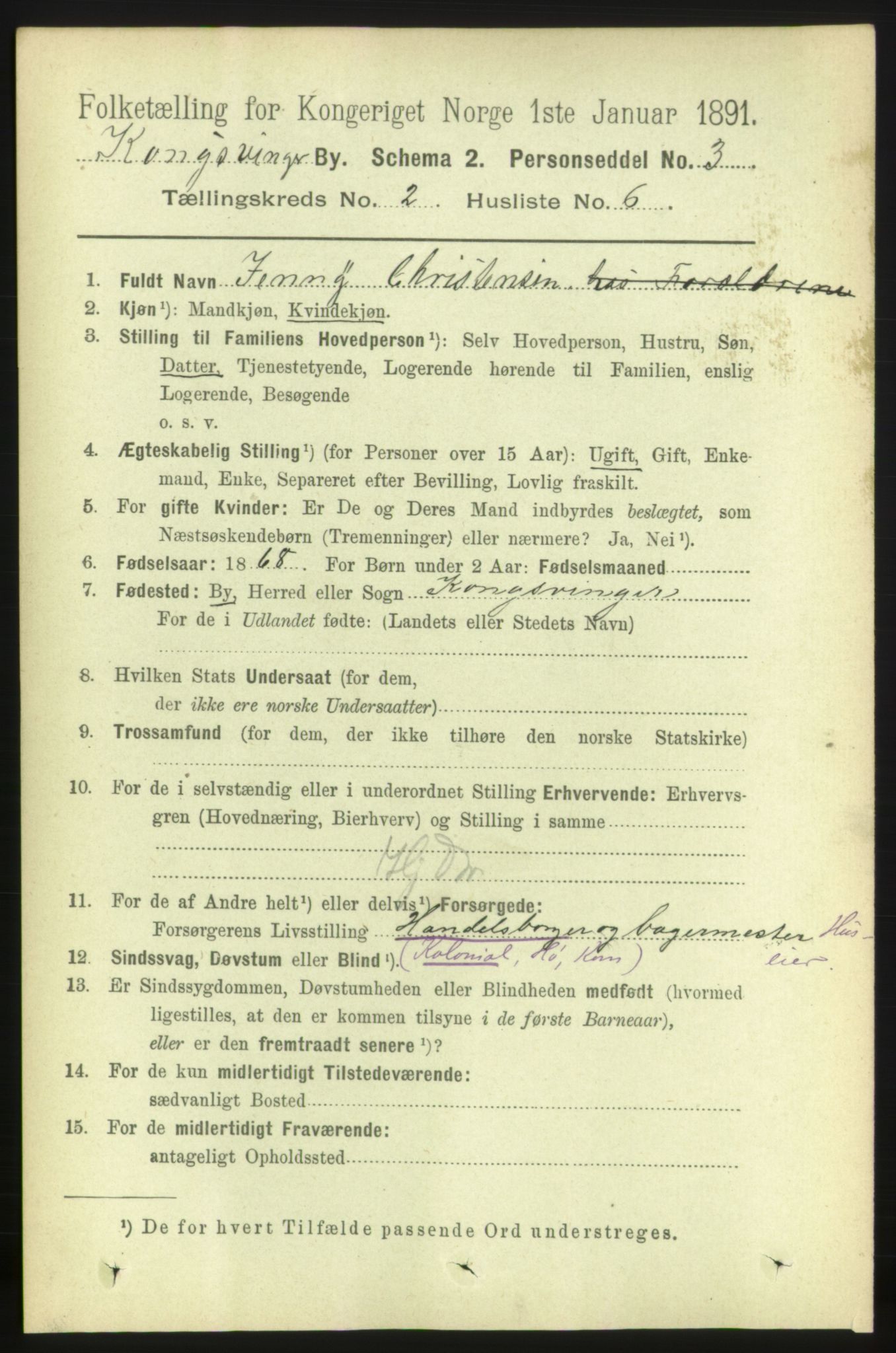RA, 1891 census for 0402 Kongsvinger, 1891, p. 829