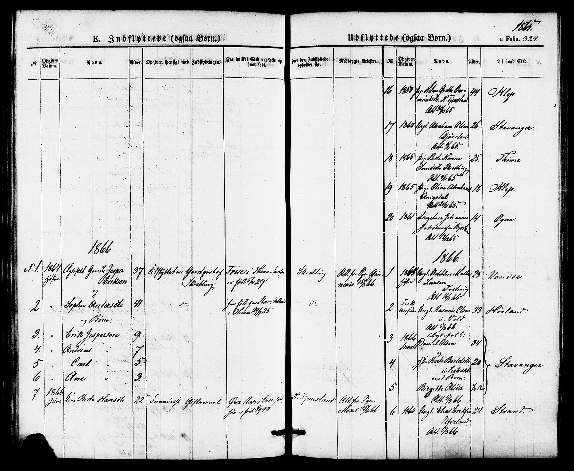 Hå sokneprestkontor, AV/SAST-A-101801/001/30BA/L0009: Parish register (official) no. A 8, 1855-1878, p. 324