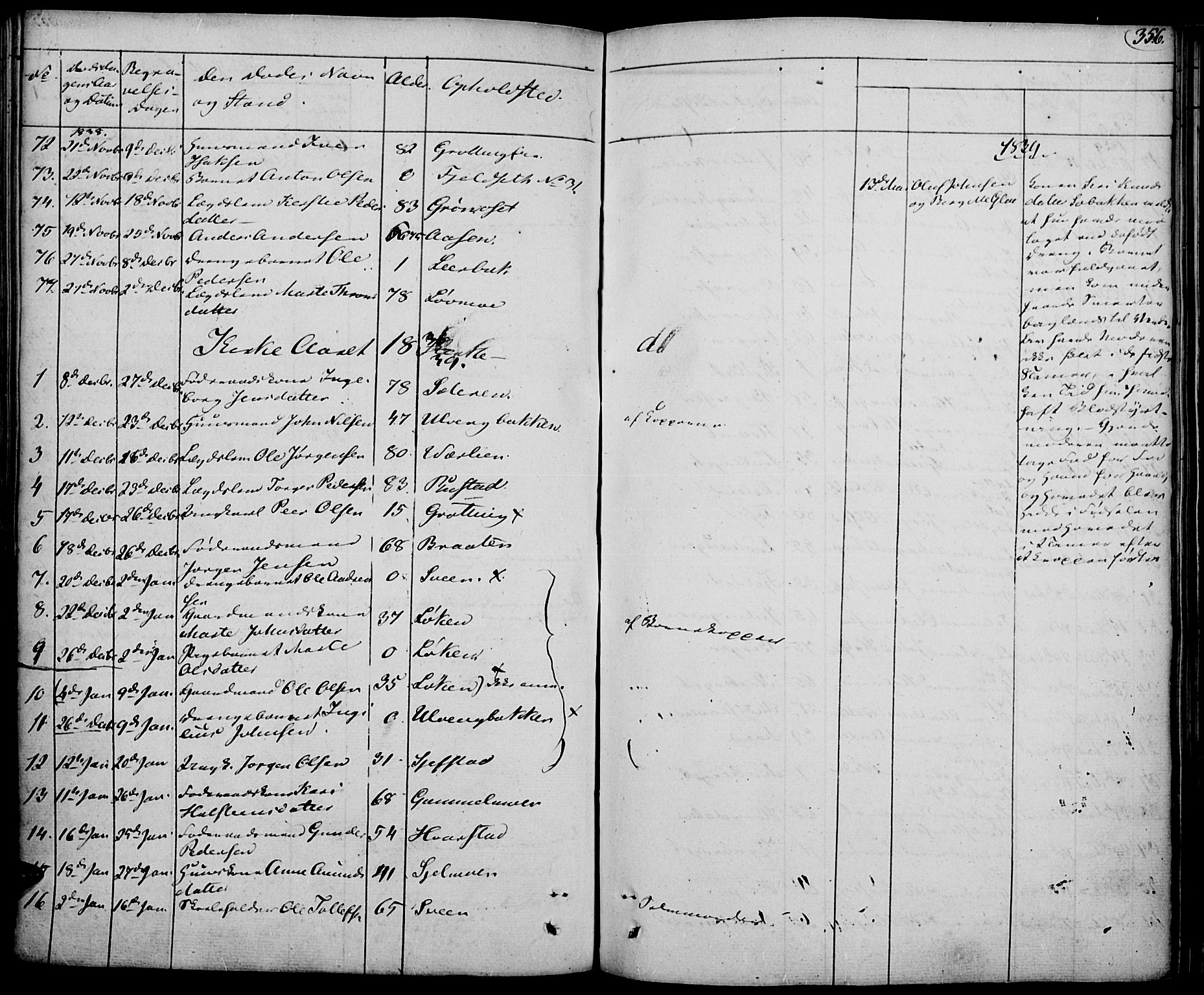 Elverum prestekontor, AV/SAH-PREST-044/H/Ha/Haa/L0008: Parish register (official) no. 8, 1830-1842, p. 356