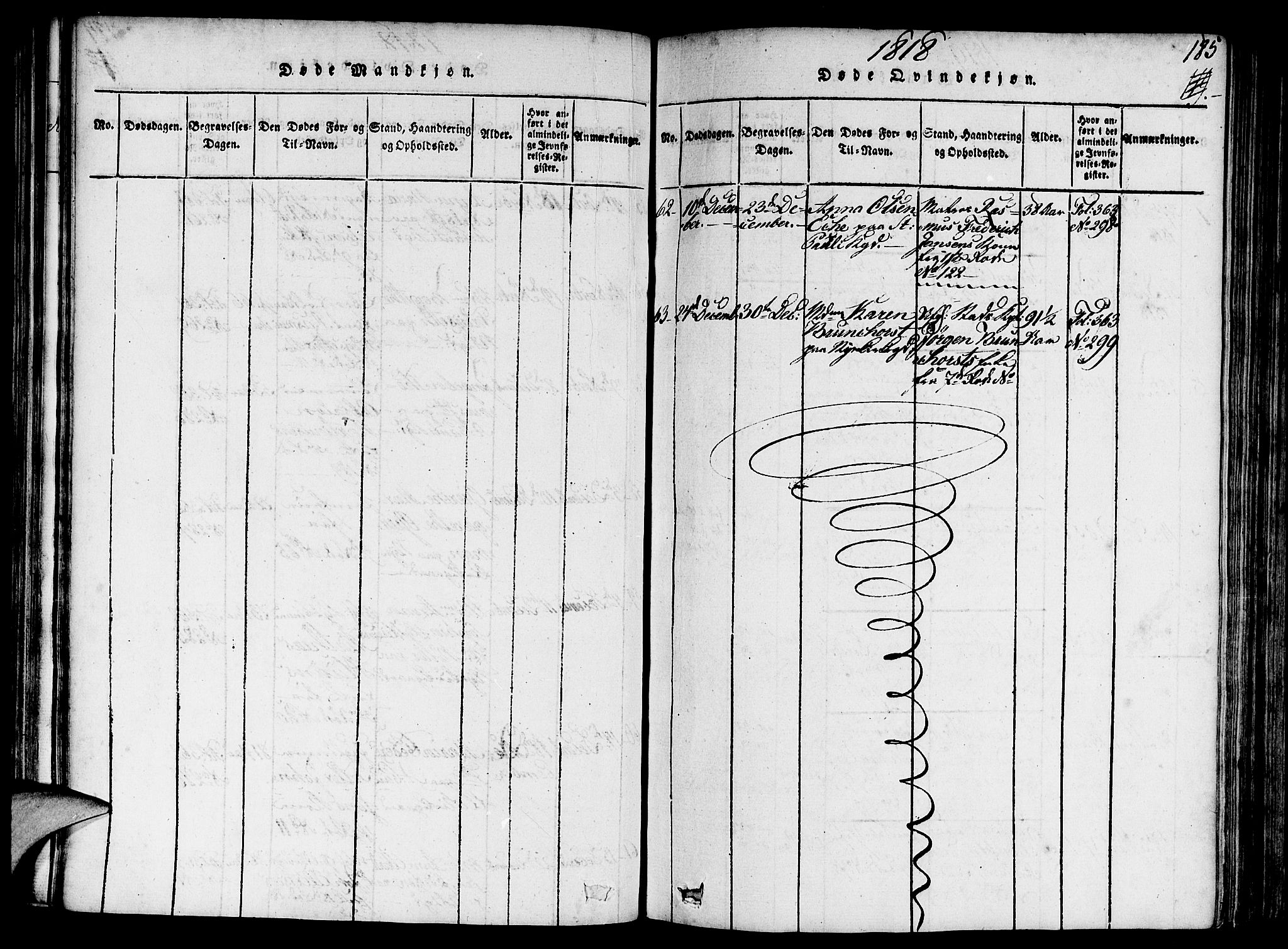 Nykirken Sokneprestembete, AV/SAB-A-77101/H/Haa/L0011: Parish register (official) no. A 11, 1816-1821, p. 185