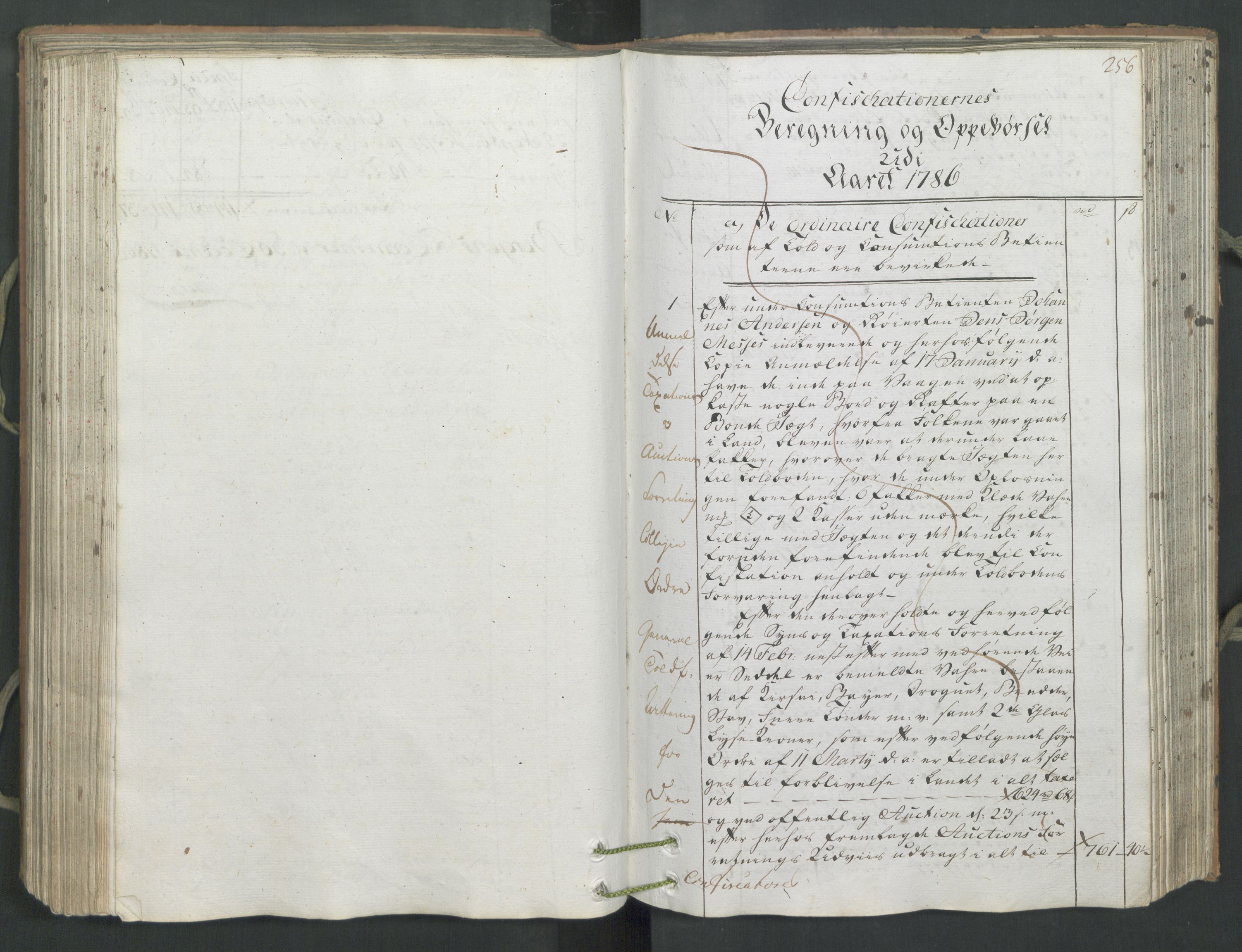 Generaltollkammeret, tollregnskaper, AV/RA-EA-5490/R26/L0222/0001: Tollregnskaper Bergen A / Inngående hovedtollbok, 1786, p. 255b-256a