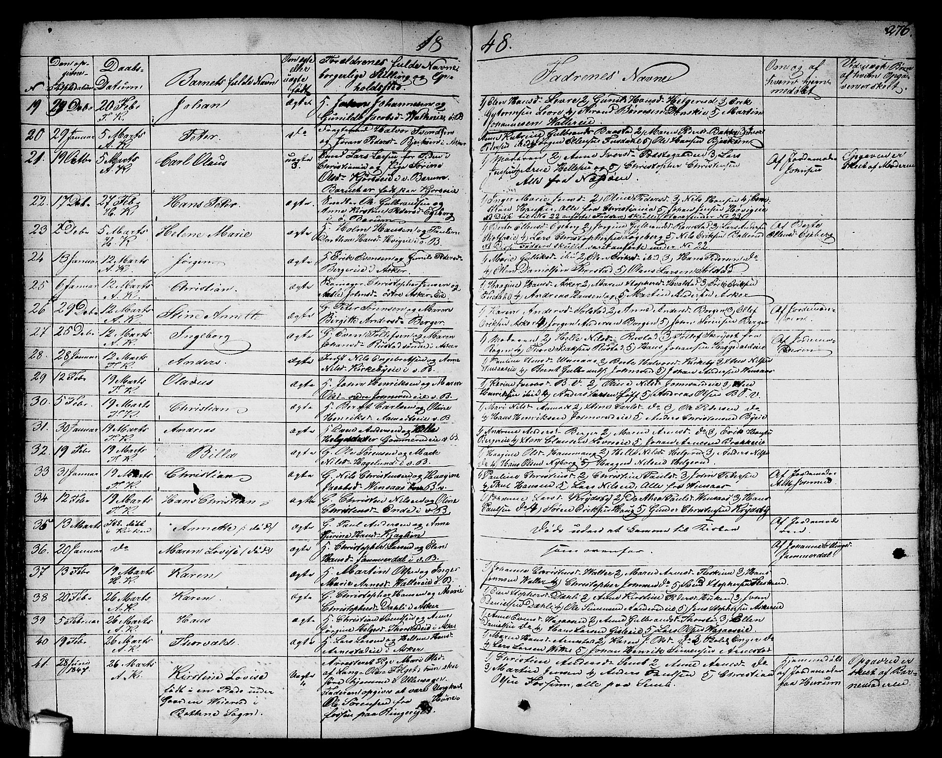 Asker prestekontor Kirkebøker, SAO/A-10256a/F/Fa/L0007: Parish register (official) no. I 7, 1825-1864, p. 276