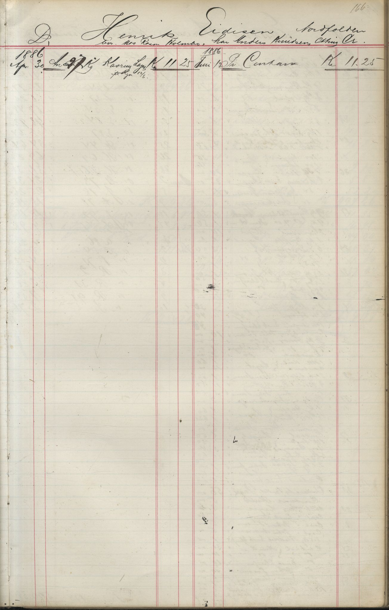 Brodtkorb handel A/S, VAMU/A-0001/F/Fa/L0004/0001: Kompanibøker. Utensogns / Compagnibog for Udensogns Fiskere No 15. Fra A - H, 1882-1895, p. 166
