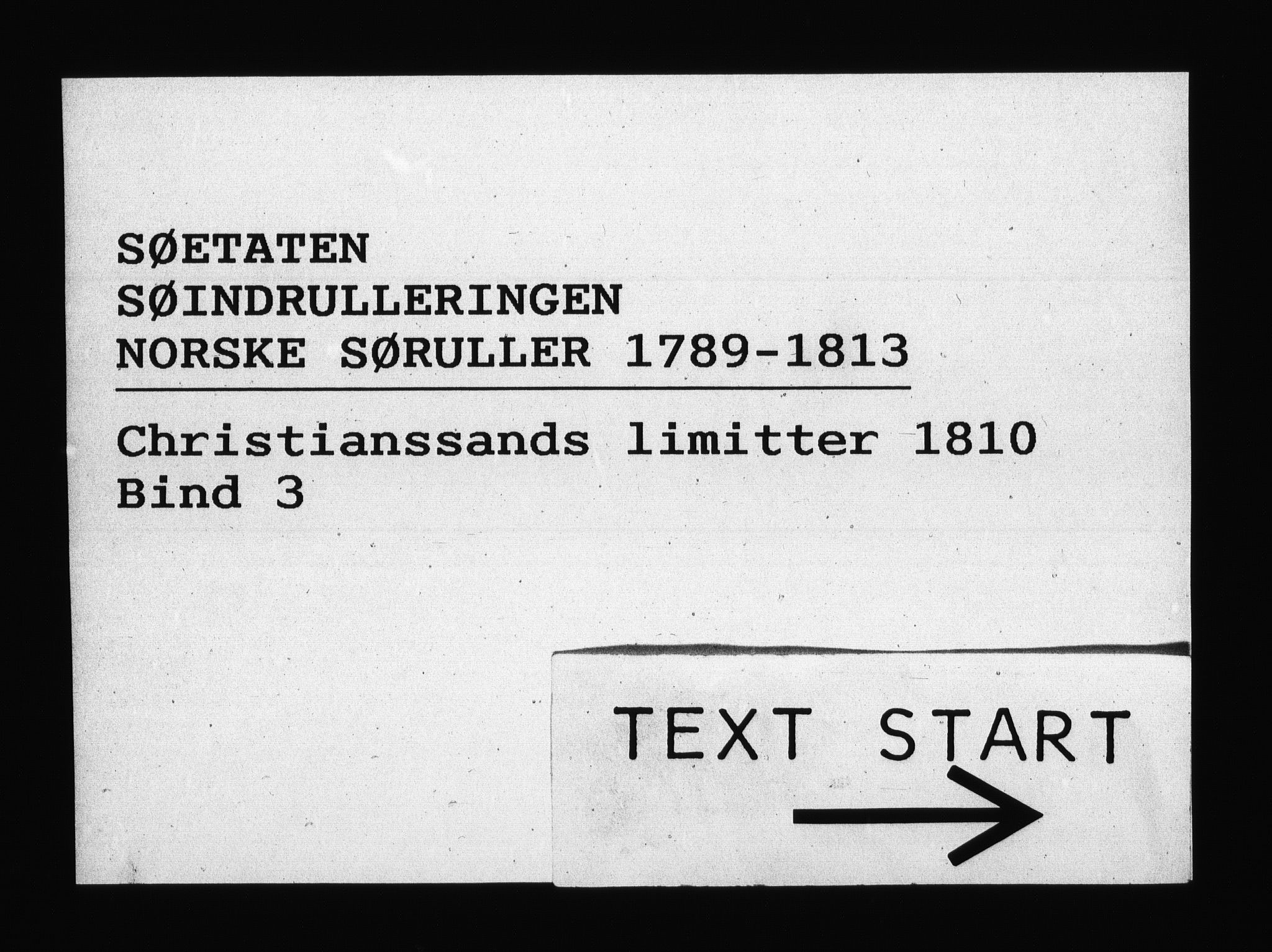 Sjøetaten, RA/EA-3110/F/L0105: Kristiansand limitter, bind 3, 1810