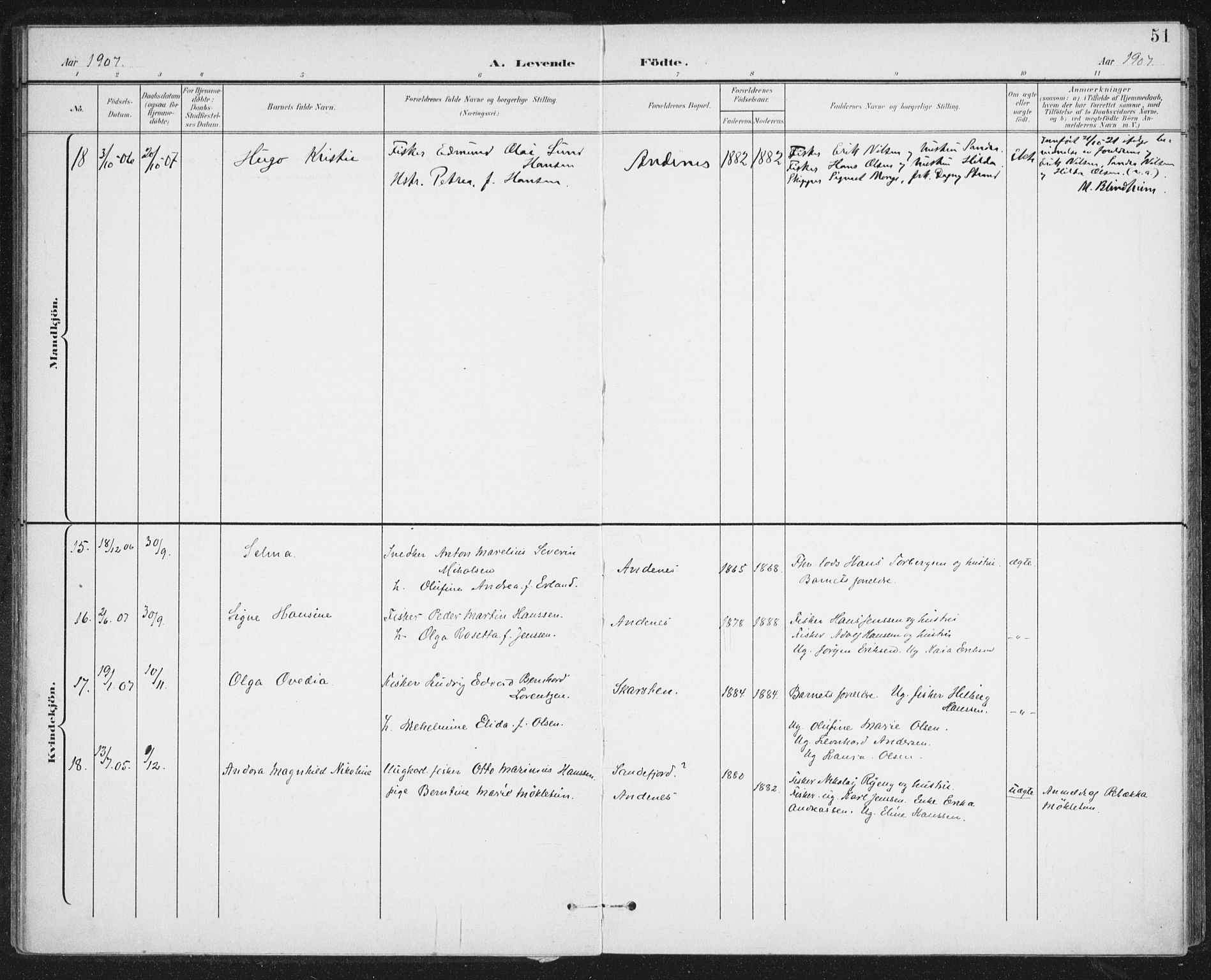 Ministerialprotokoller, klokkerbøker og fødselsregistre - Nordland, AV/SAT-A-1459/899/L1437: Parish register (official) no. 899A05, 1897-1908, p. 51